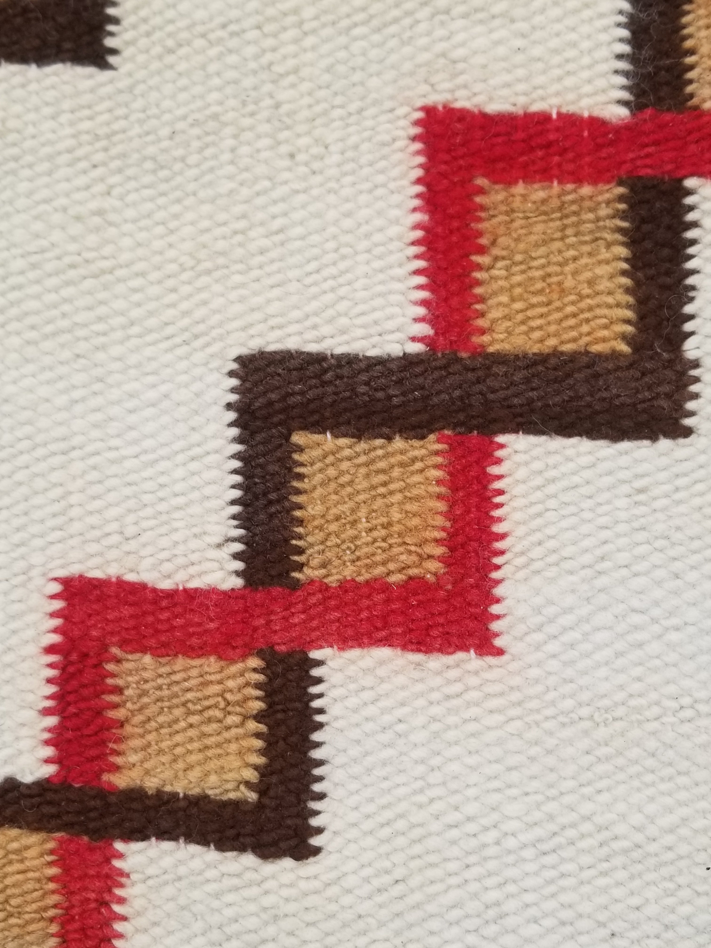 Antique Navajo Handwoven Native American Geometric Pattern Wool Rug 32x14in