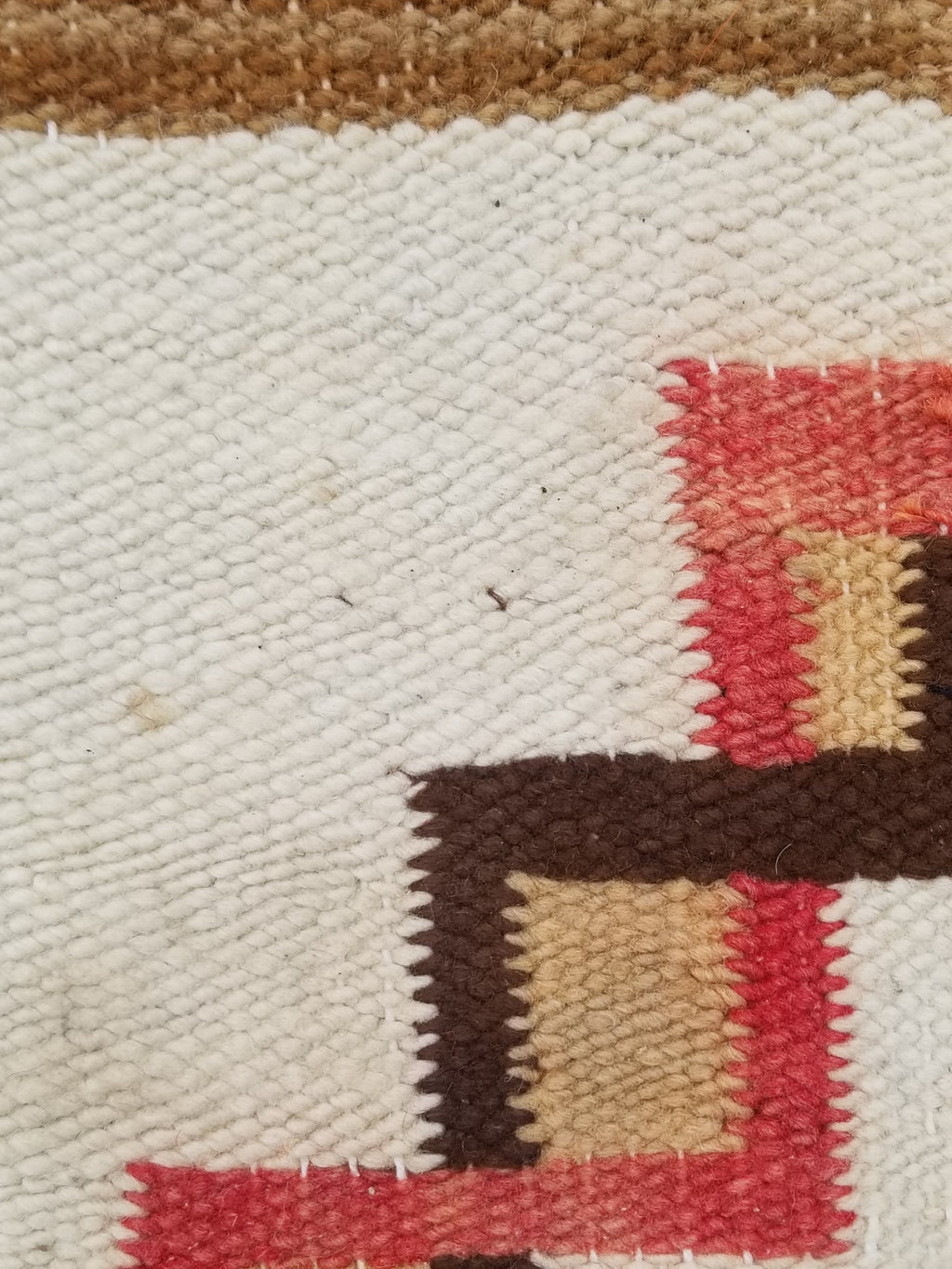 Antique Navajo Handwoven Native American Geometric Pattern Wool Rug 32x14in