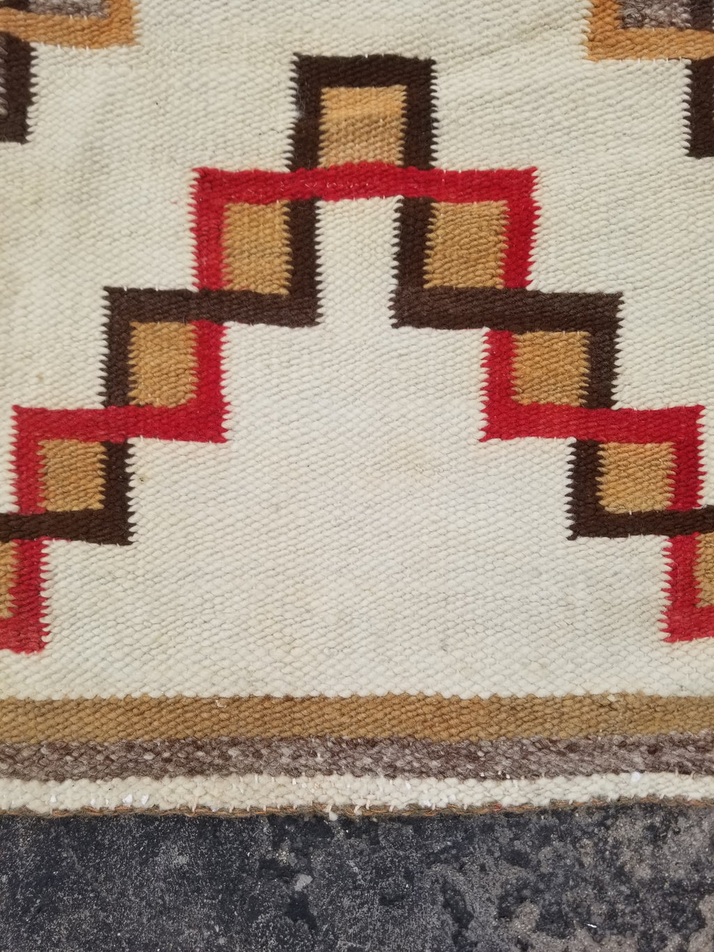 Antique Navajo Handwoven Native American Geometric Pattern Wool Rug 32x14in