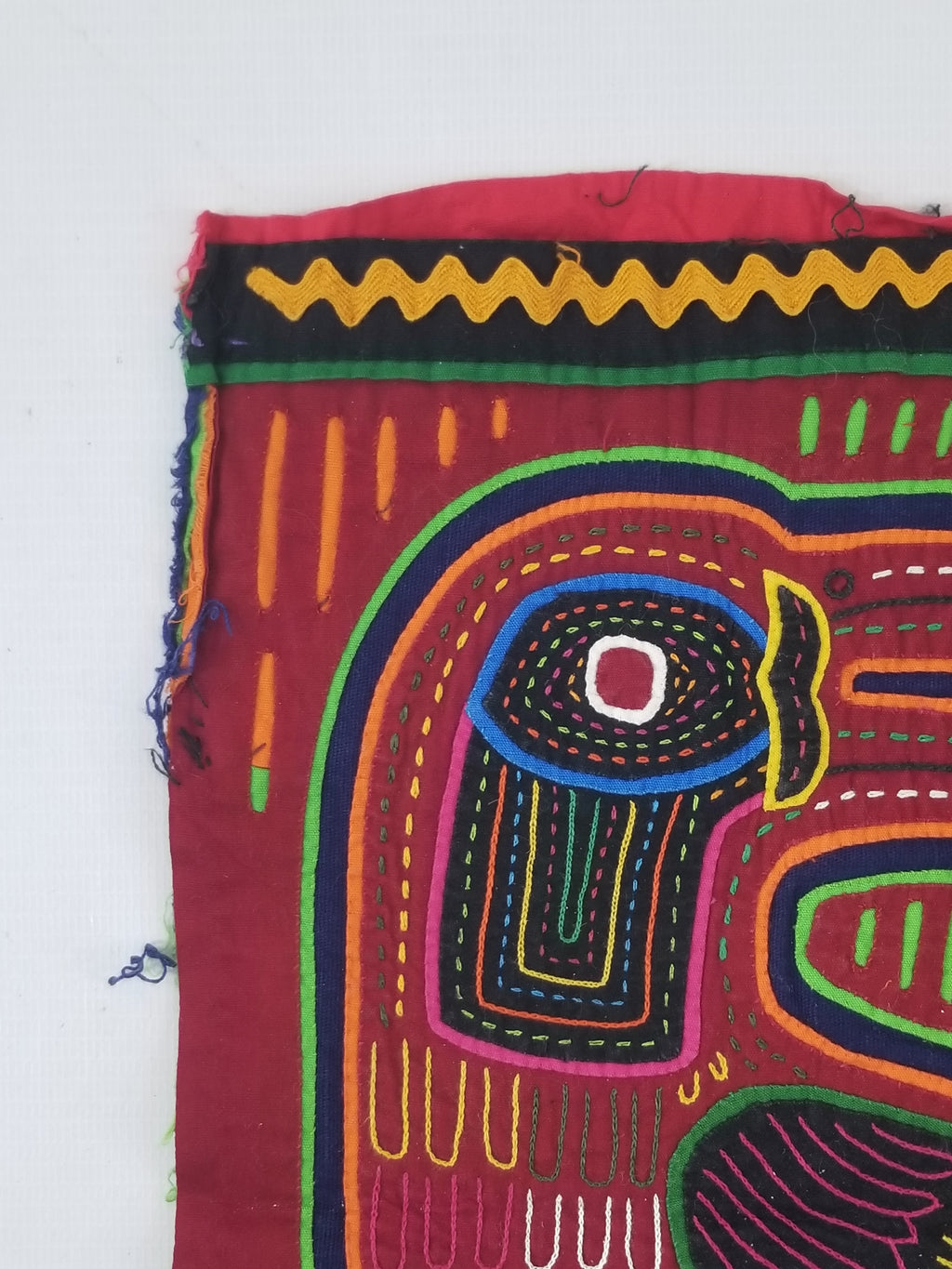 Vintage Traditional Kuna Mola Applique Work Folk Art Panel - Bird Motifs 42x35cm