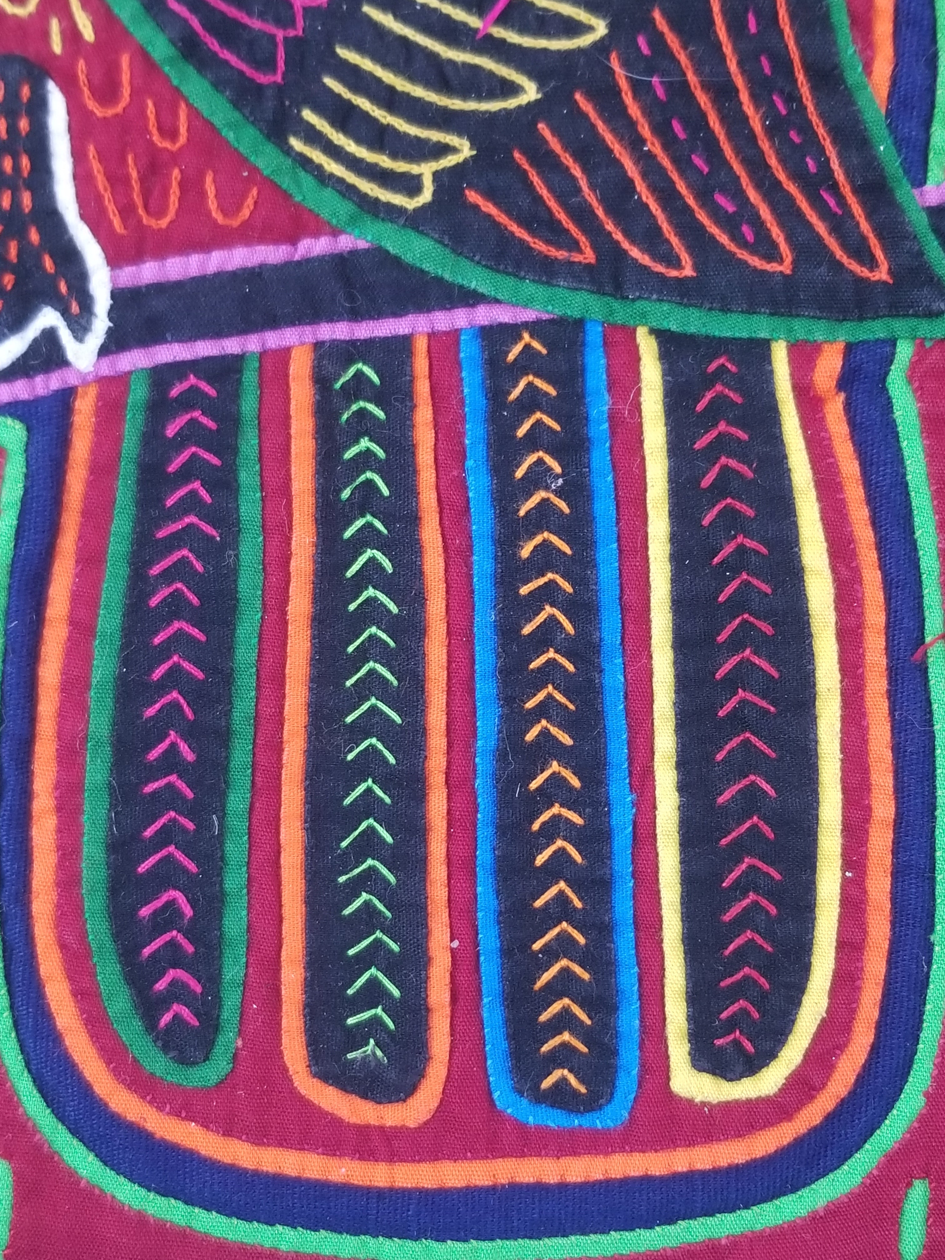 Vintage Traditional Kuna Mola Applique Work Folk Art Panel - Bird Motifs 42x35cm