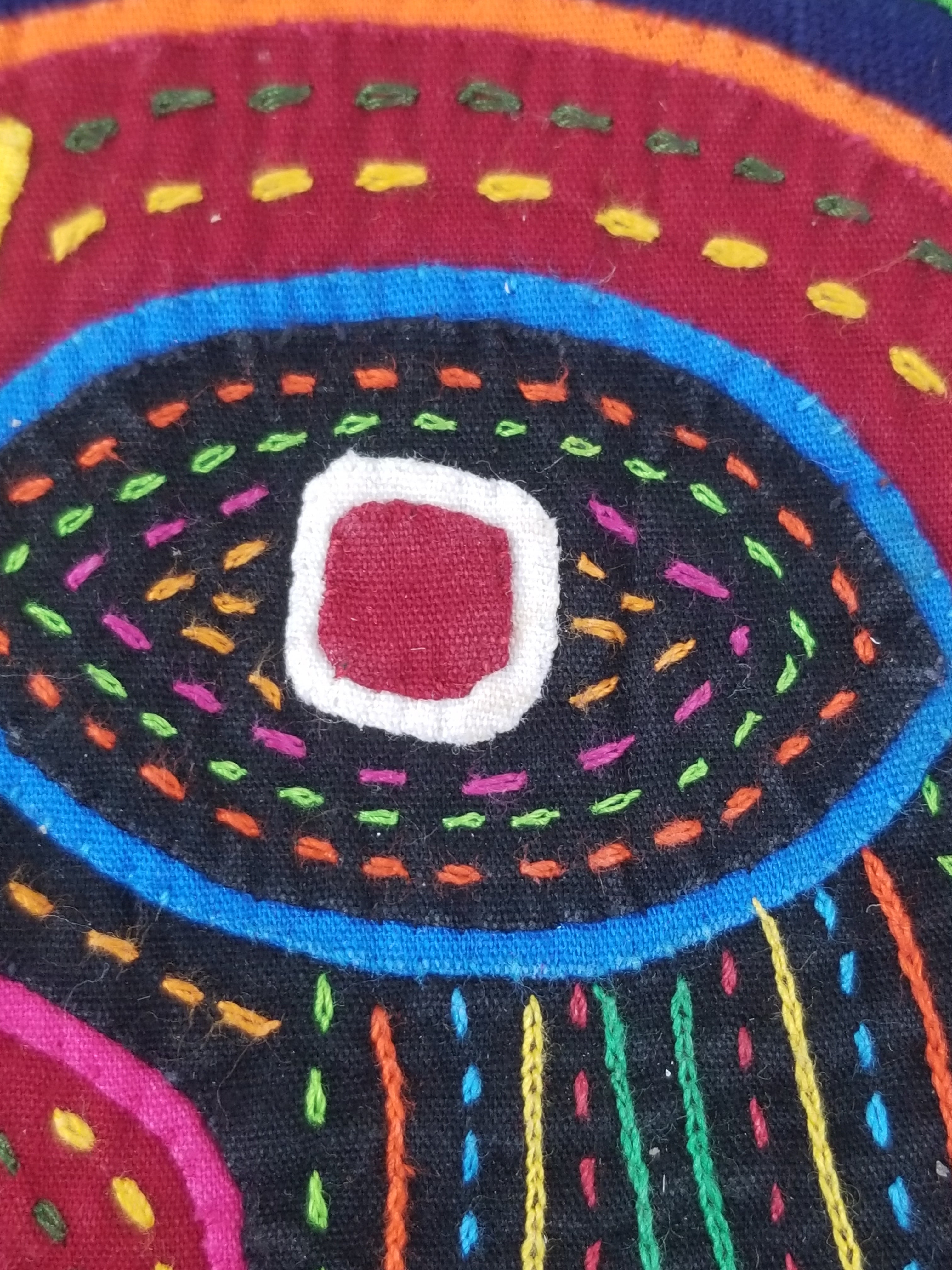 Vintage Traditional Kuna Mola Applique Work Folk Art Panel - Bird Motifs 42x35cm