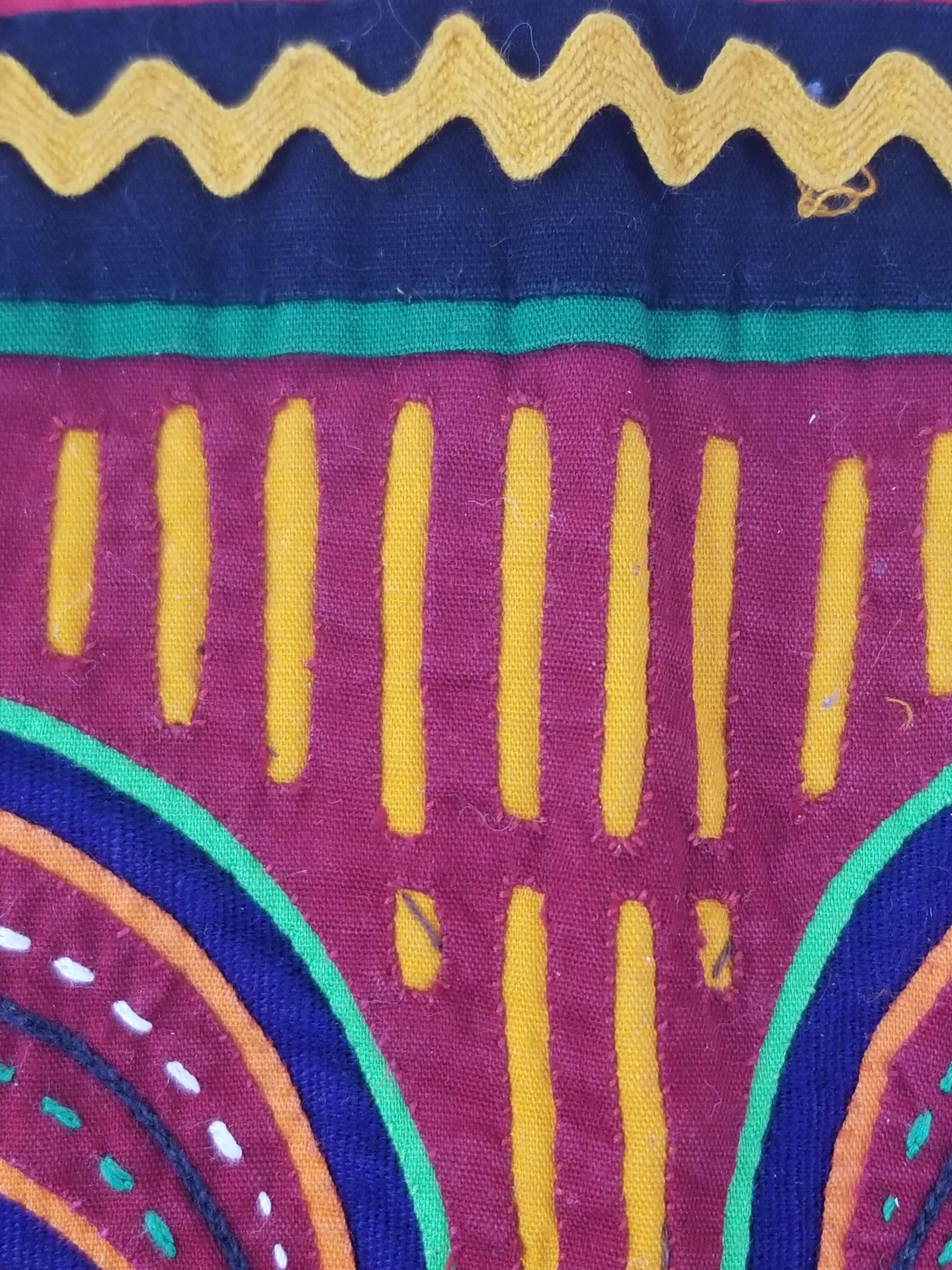 Vintage Traditional Kuna Mola Applique Work Folk Art Panel - Bird Motifs 42x35cm
