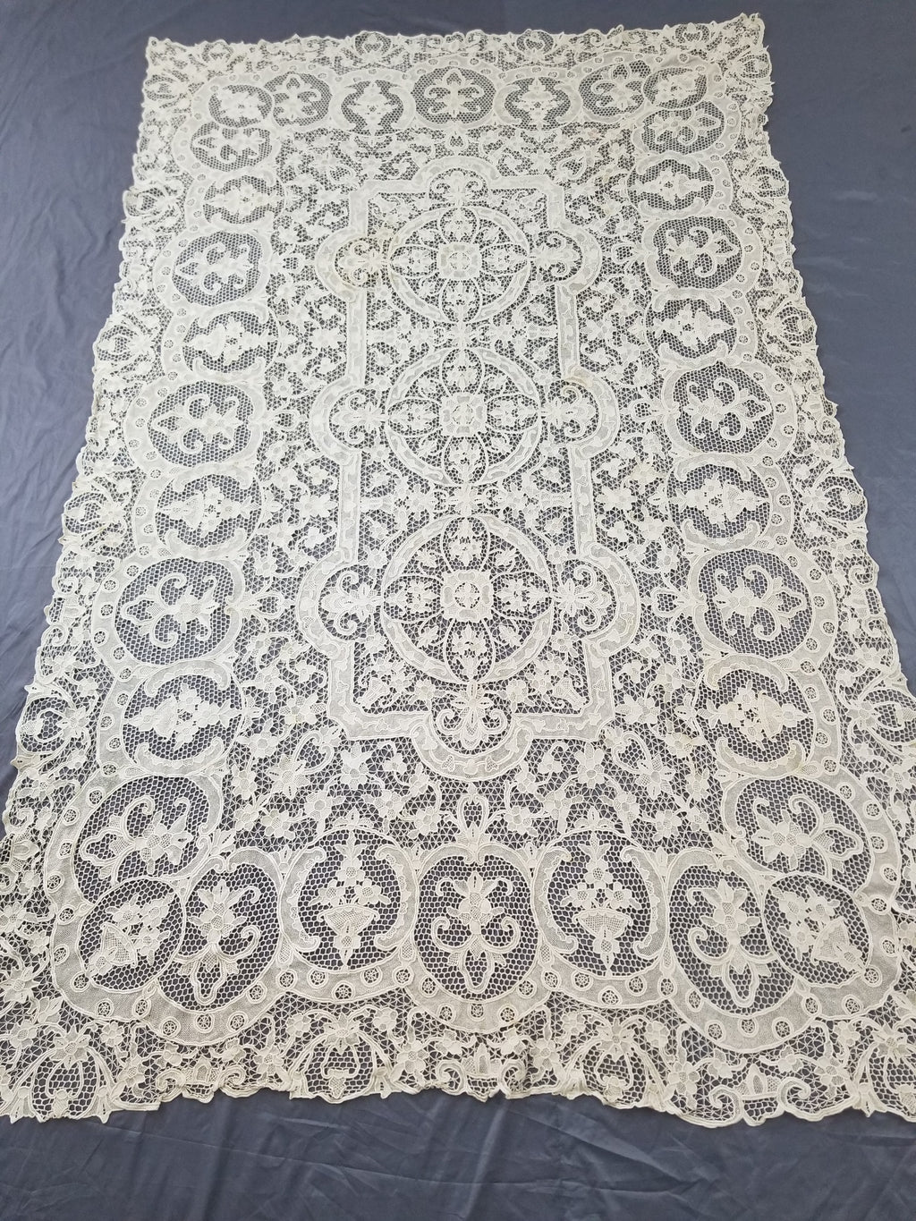 Vintage Point De Venice Needle Lace Banquet Tablecloth 253x162cm