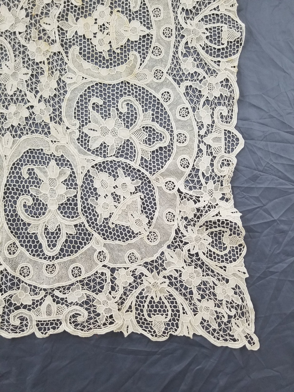 Vintage Point De Venice Needle Lace Banquet Tablecloth 253x162cm