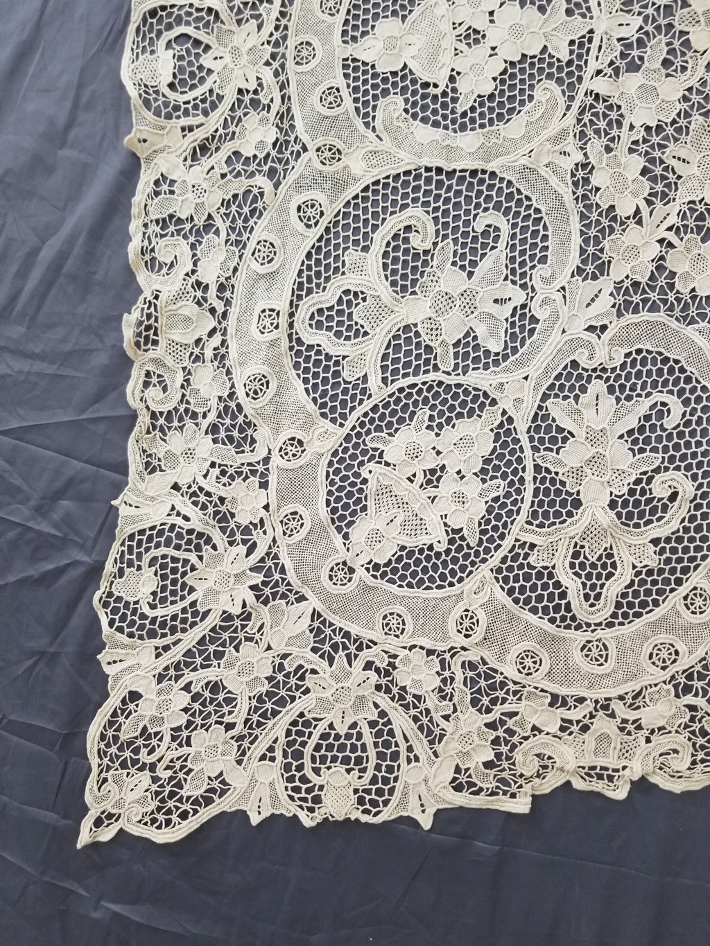 Vintage Point De Venice Needle Lace Banquet Tablecloth 253x162cm