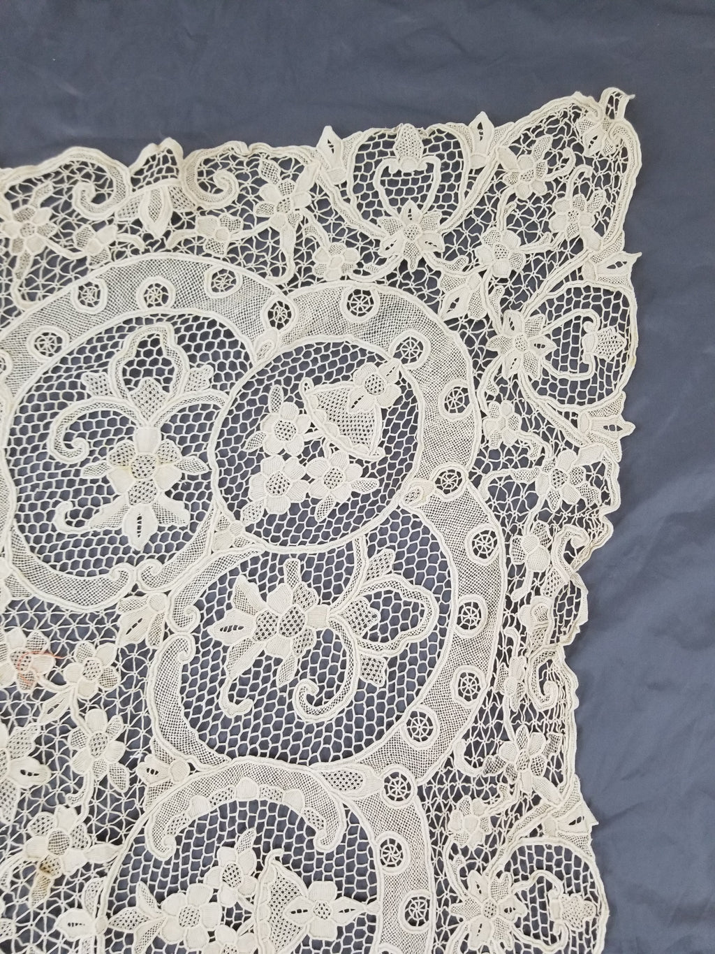 Vintage Point De Venice Needle Lace Banquet Tablecloth 253x162cm