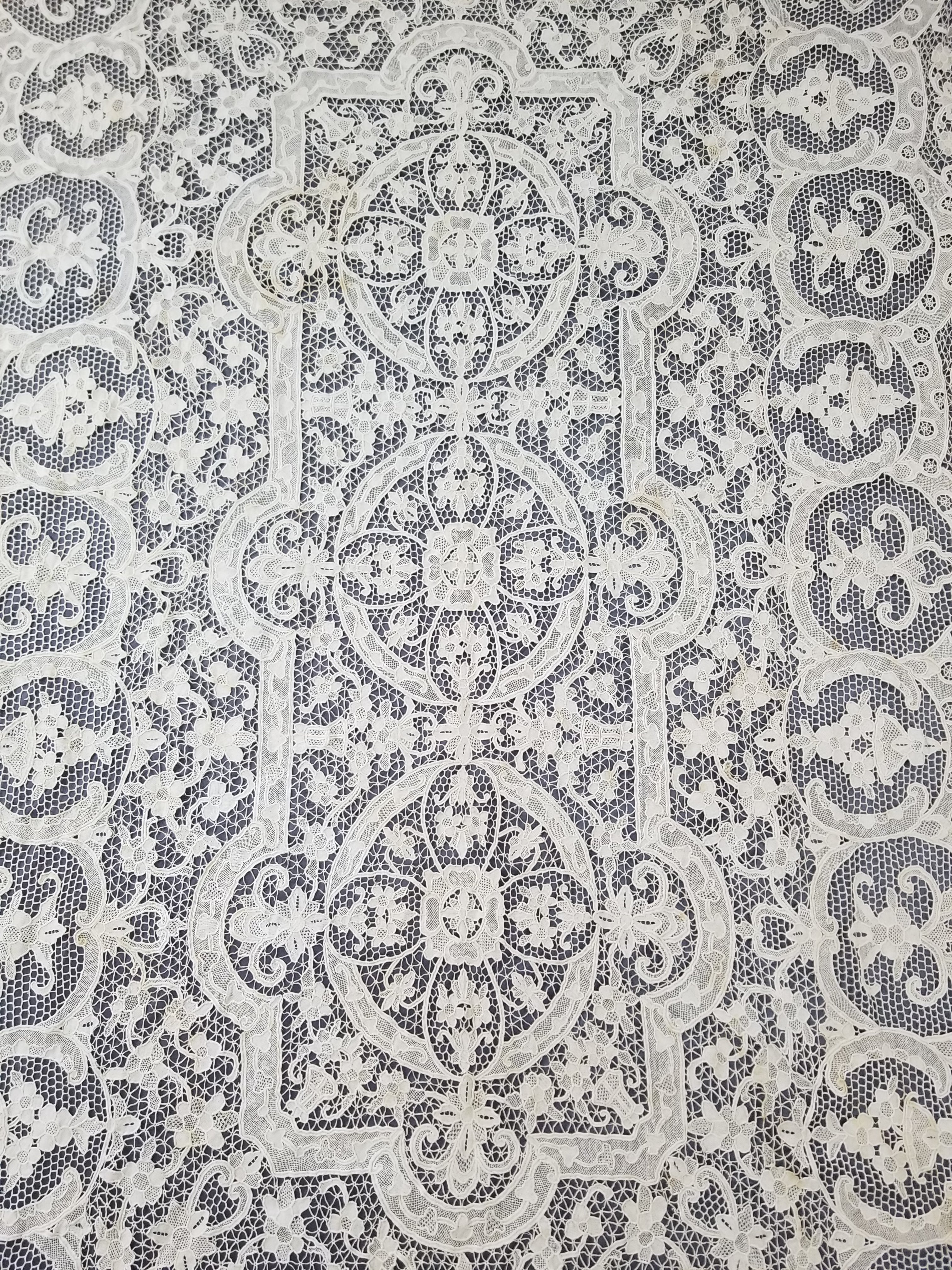 Vintage Point De Venice Needle Lace Banquet Tablecloth 253x162cm