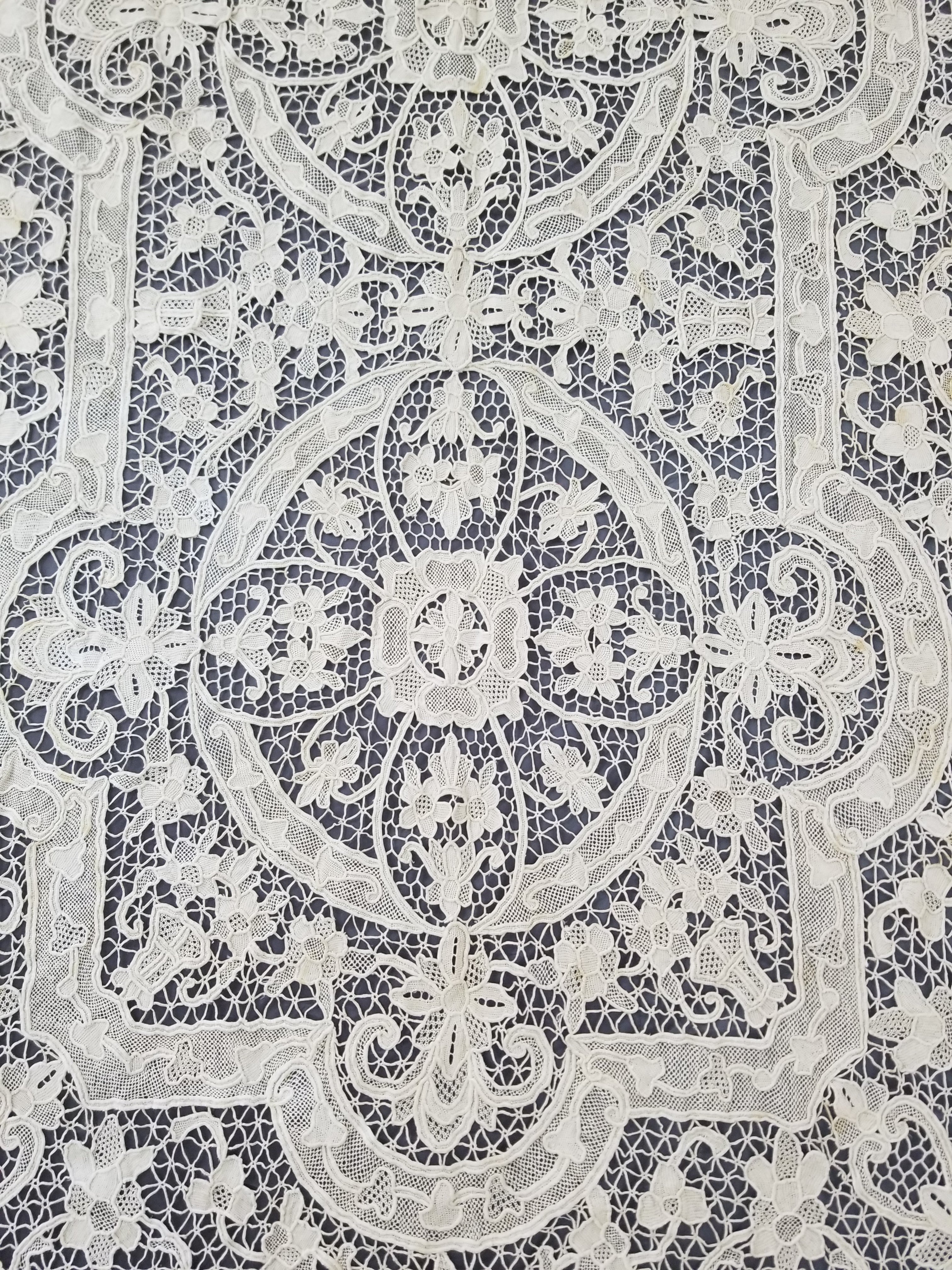 Vintage Point De Venice Needle Lace Banquet Tablecloth 253x162cm