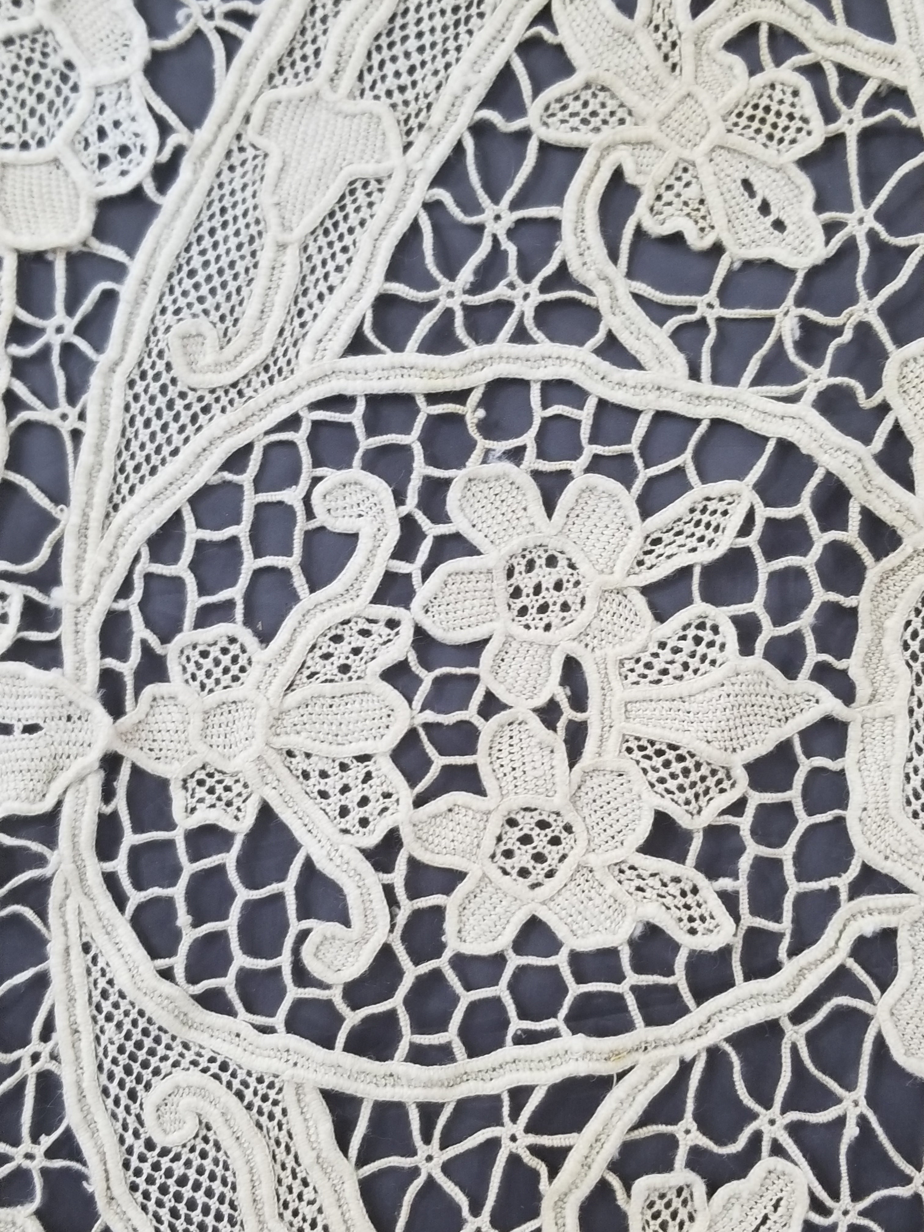 Vintage Point De Venice Needle Lace Banquet Tablecloth 253x162cm