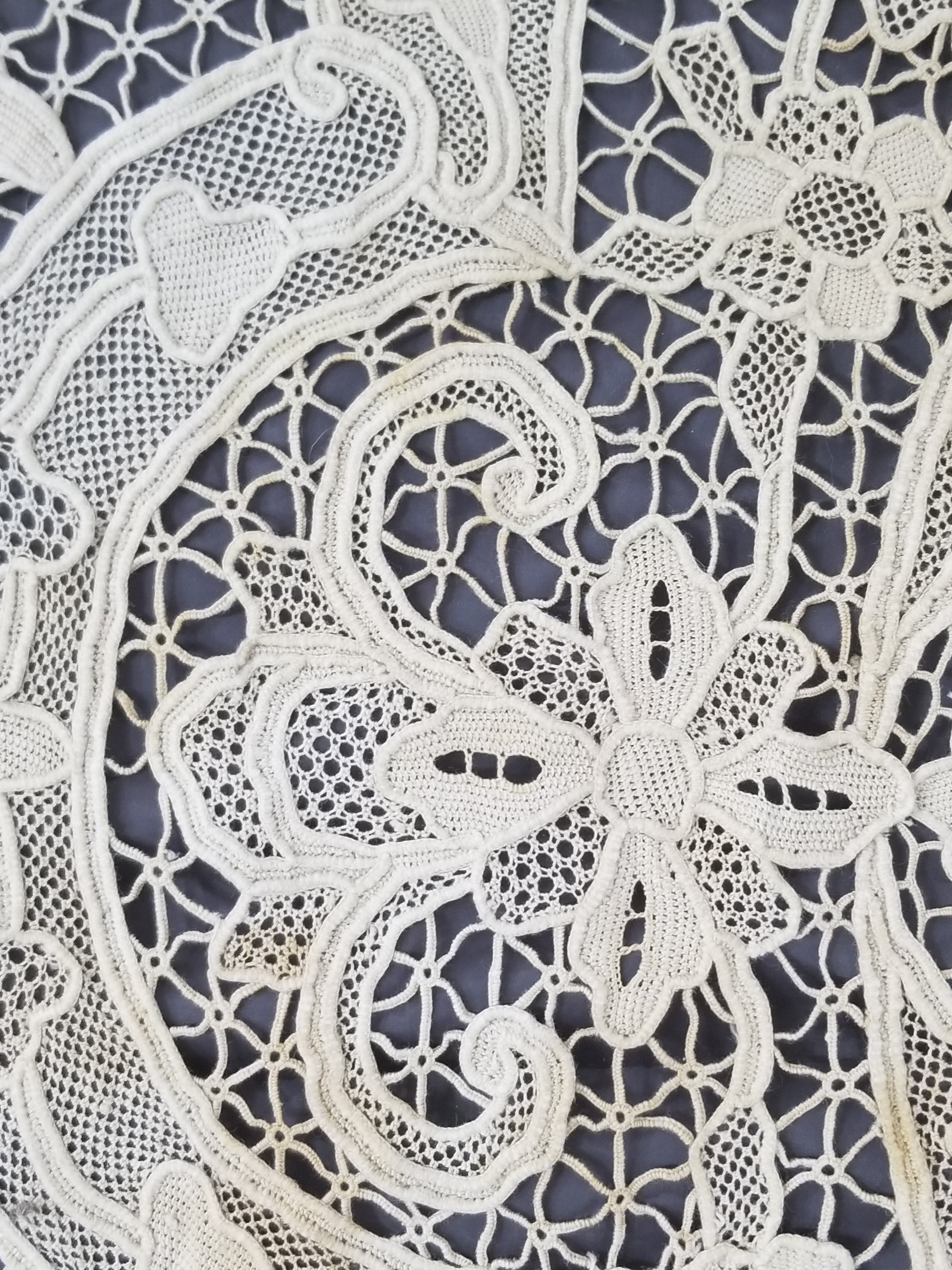 Vintage Point De Venice Needle Lace Banquet Tablecloth 253x162cm
