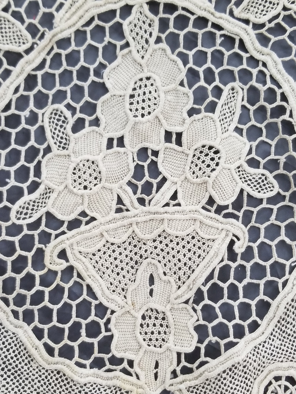 Vintage Point De Venice Needle Lace Banquet Tablecloth 253x162cm