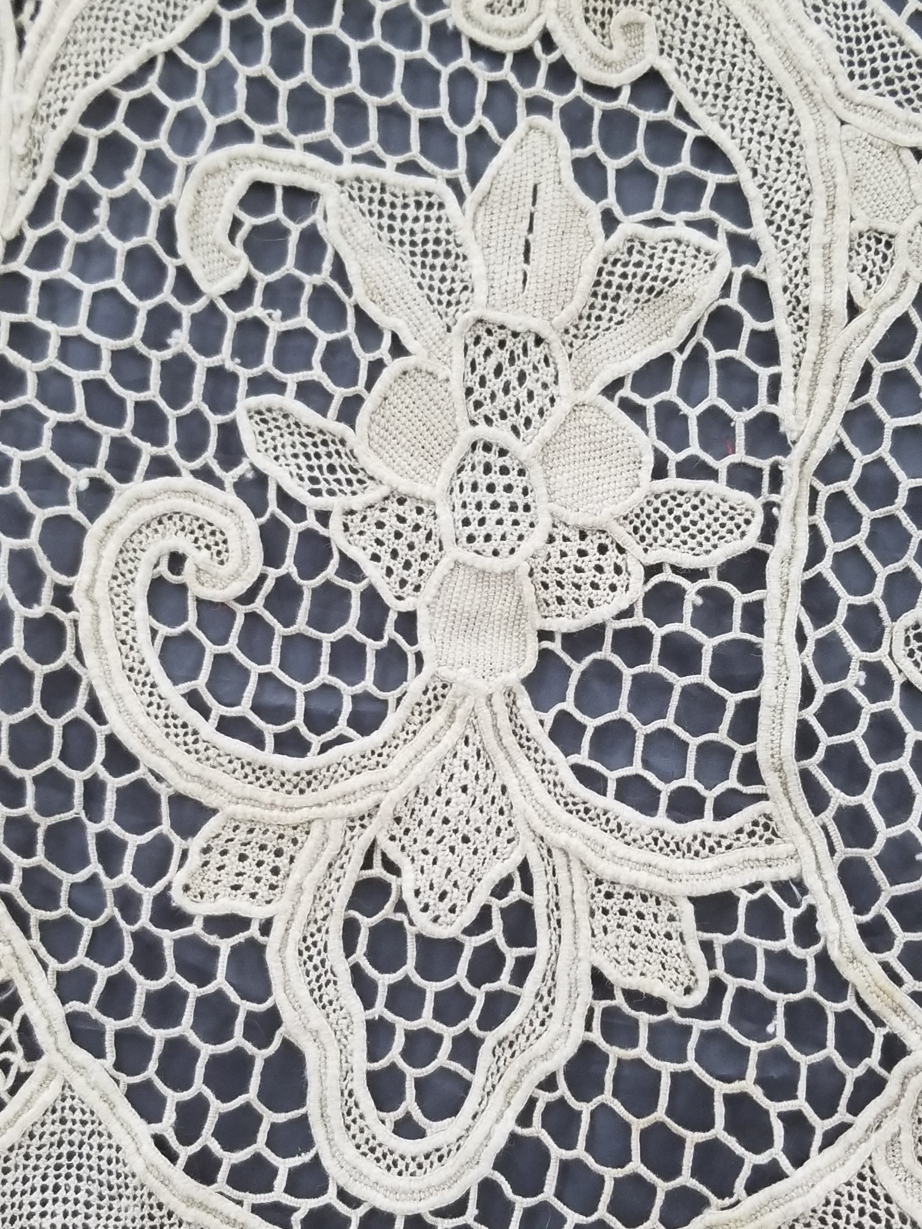Vintage Point De Venice Needle Lace Banquet Tablecloth 253x162cm