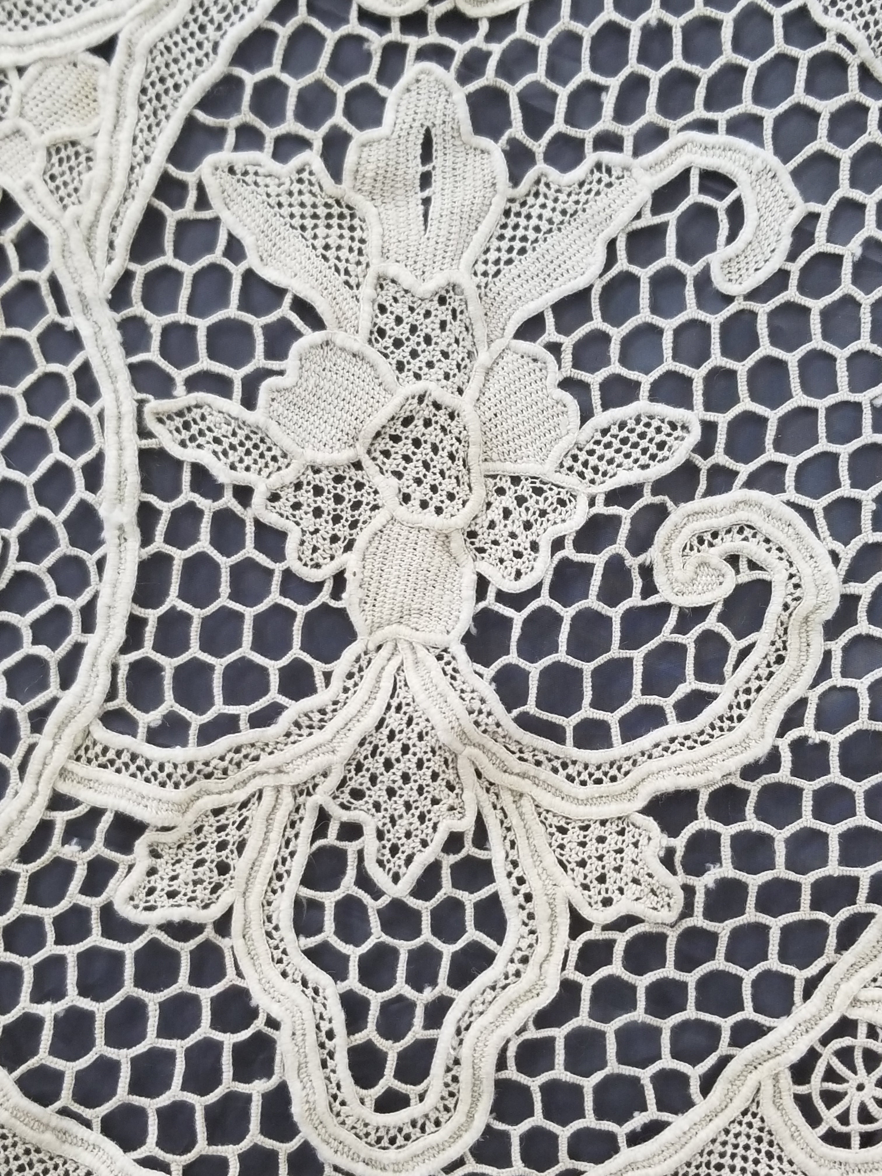 Vintage Point De Venice Needle Lace Banquet Tablecloth 253x162cm