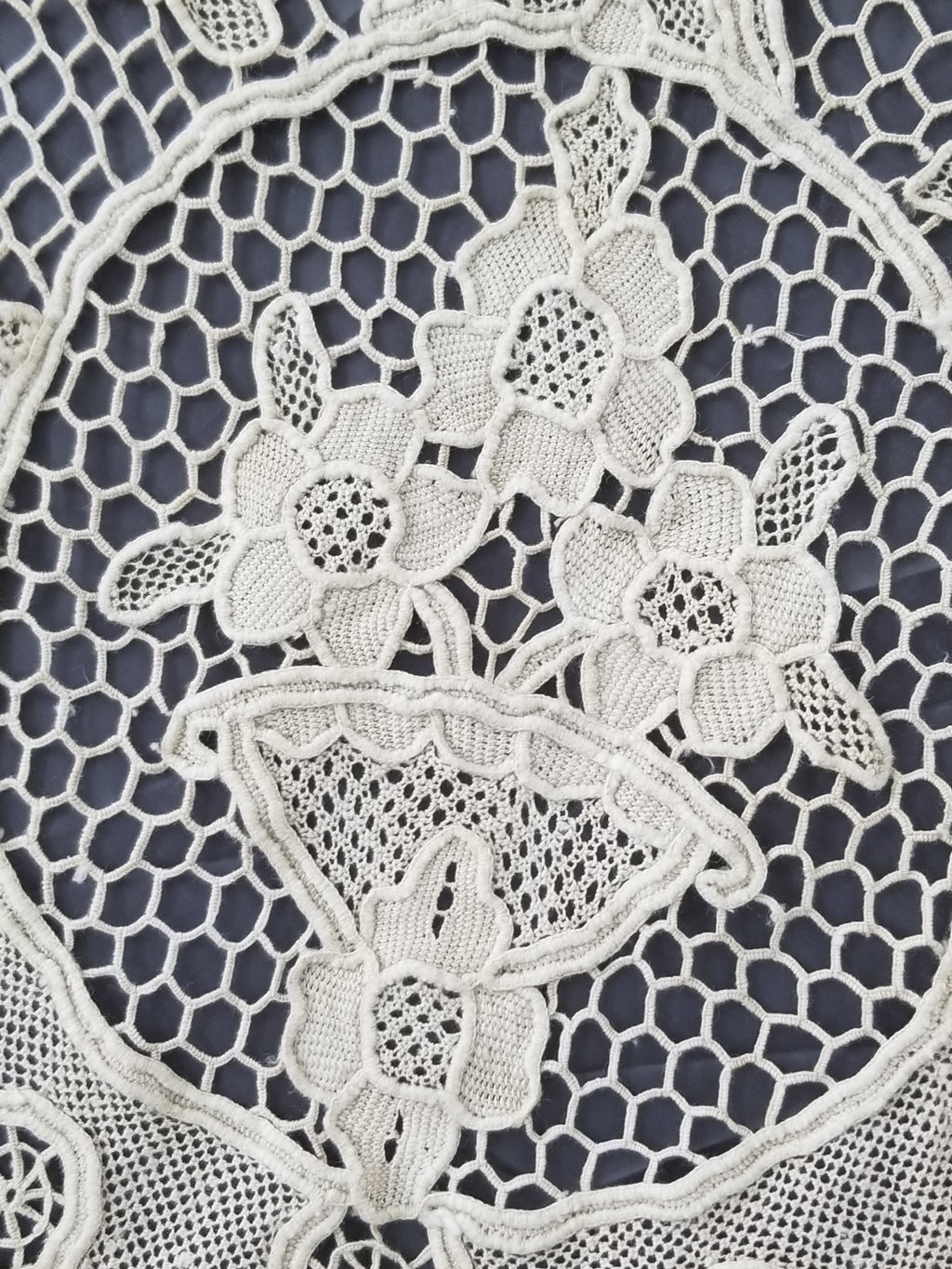 Vintage Point De Venice Needle Lace Banquet Tablecloth 253x162cm