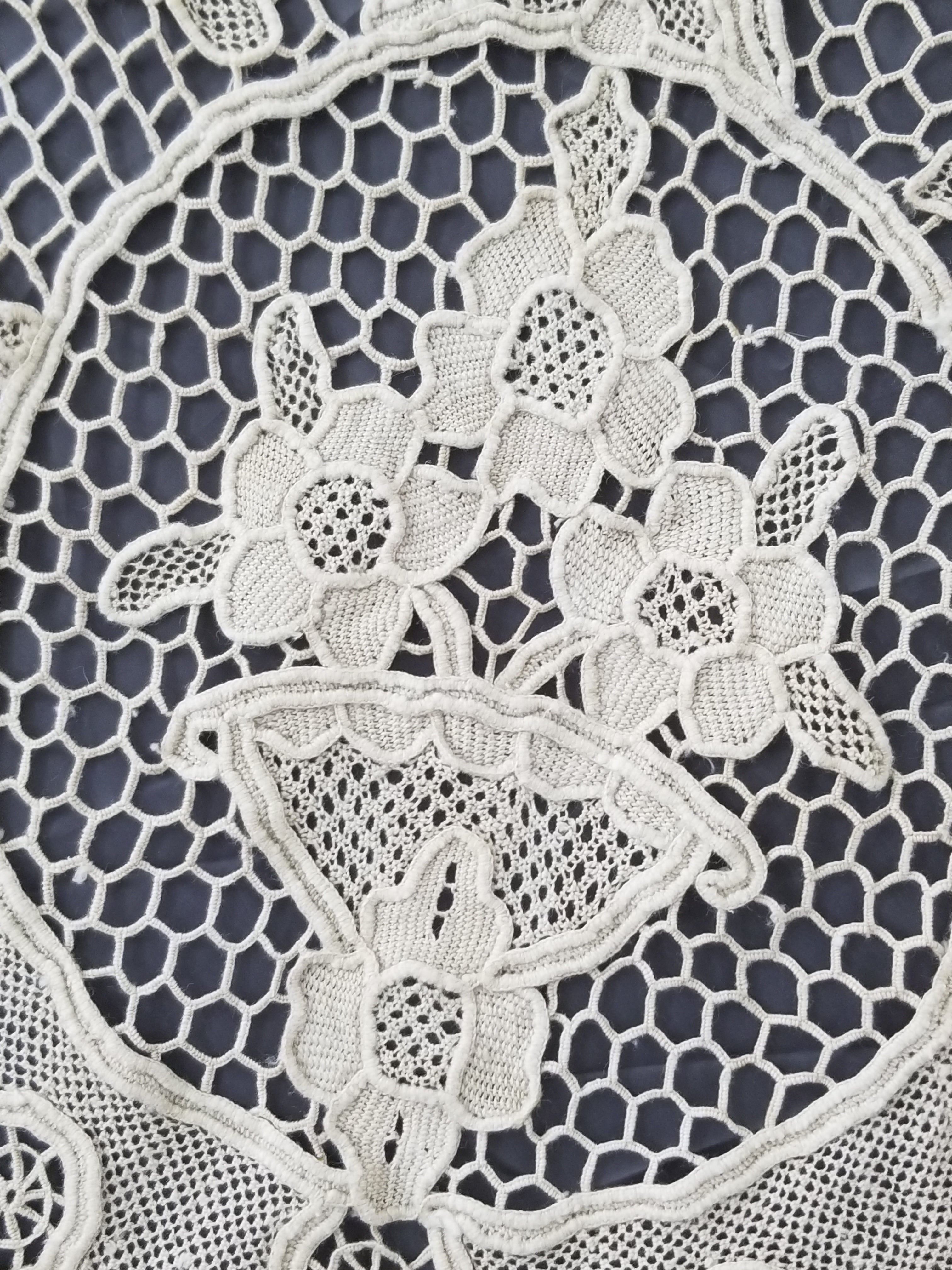 Vintage Point De Venice Needle Lace Banquet Tablecloth 253x162cm