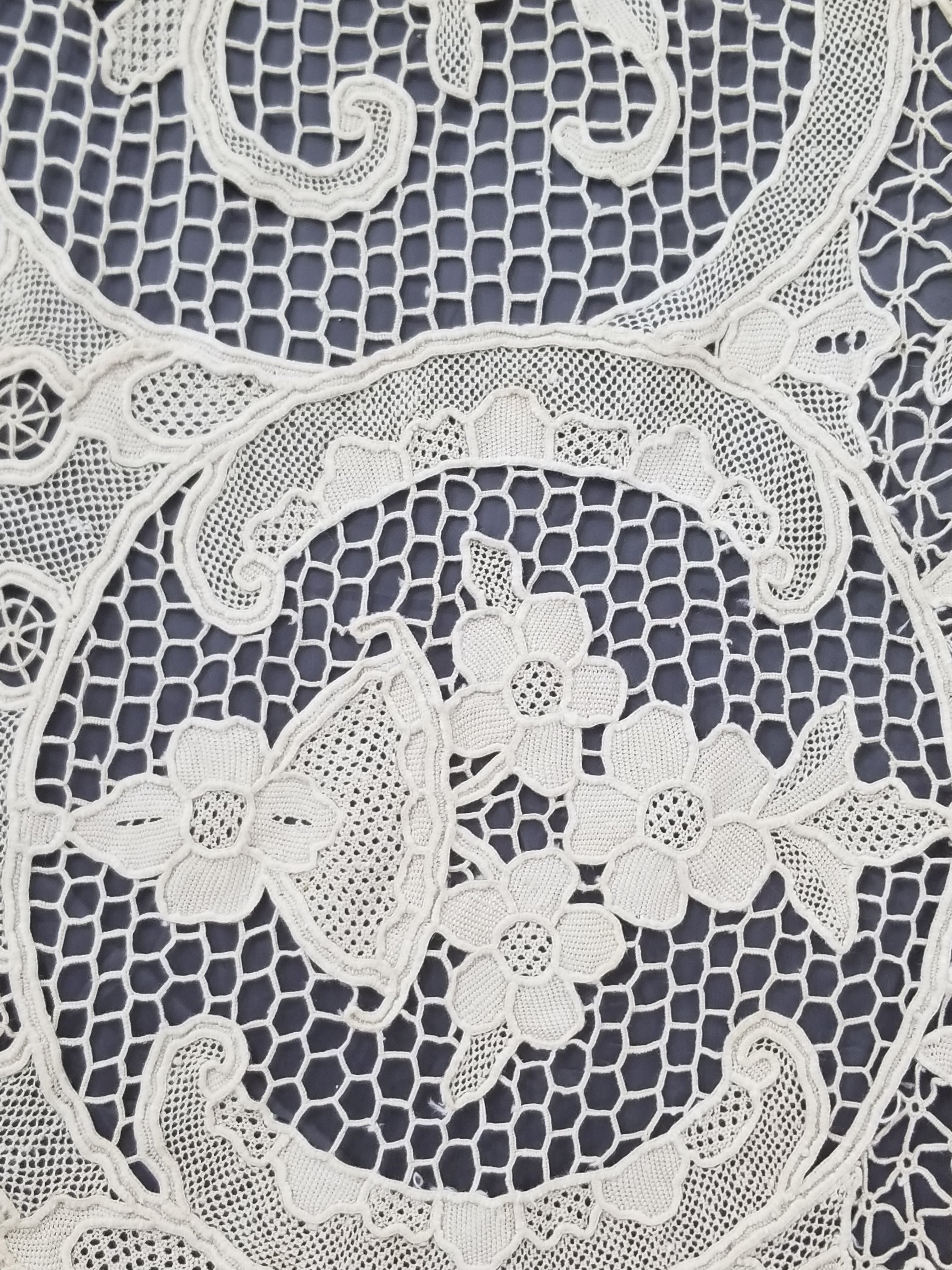 Vintage Point De Venice Needle Lace Banquet Tablecloth 253x162cm