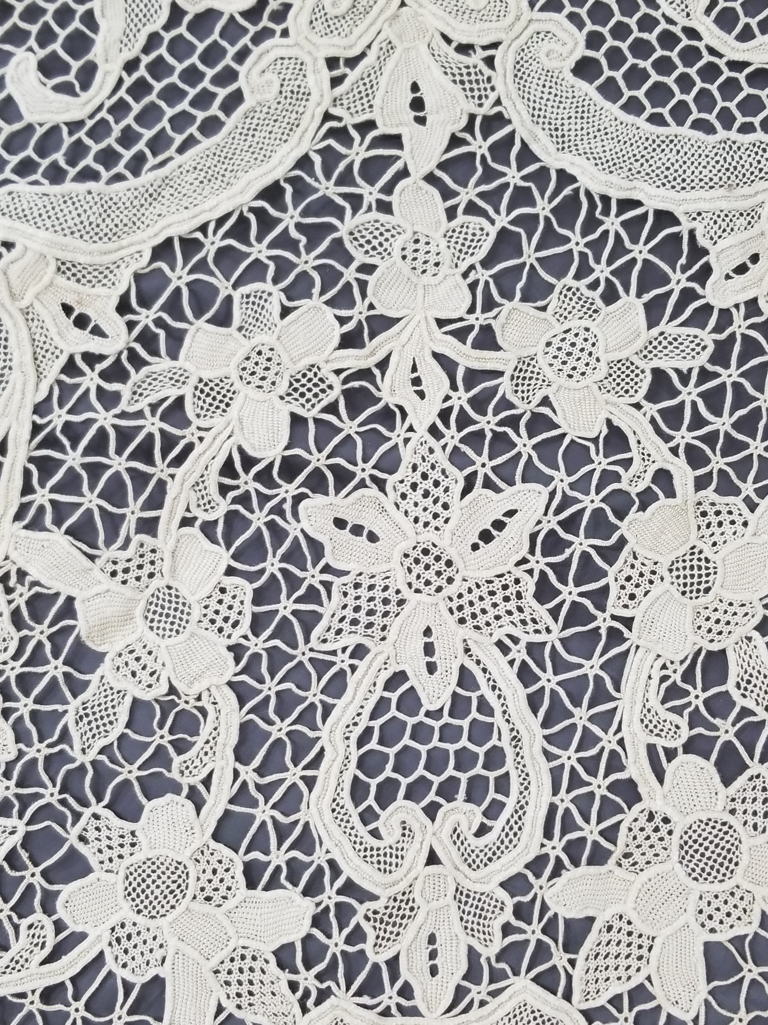 Vintage Point De Venice Needle Lace Banquet Tablecloth 253x162cm