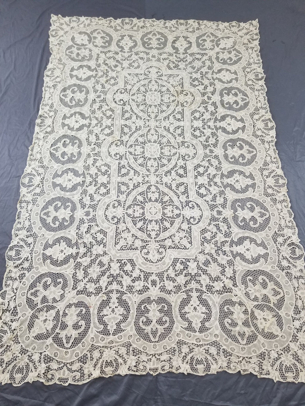 Vintage Point De Venice Needle Lace Banquet Tablecloth 253x162cm