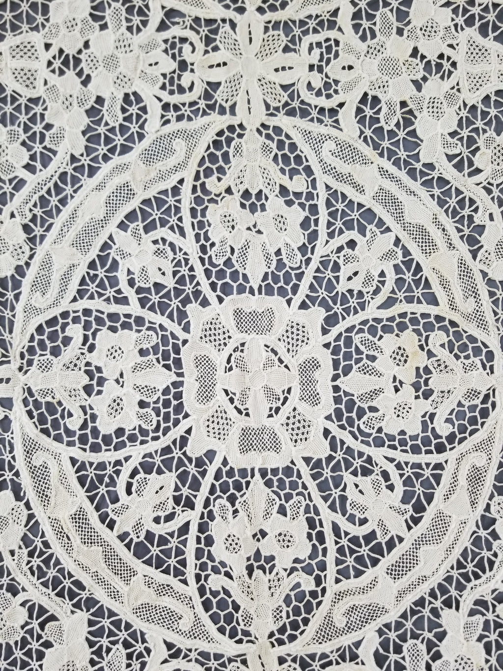 Vintage Point De Venice Needle Lace Banquet Tablecloth 253x162cm