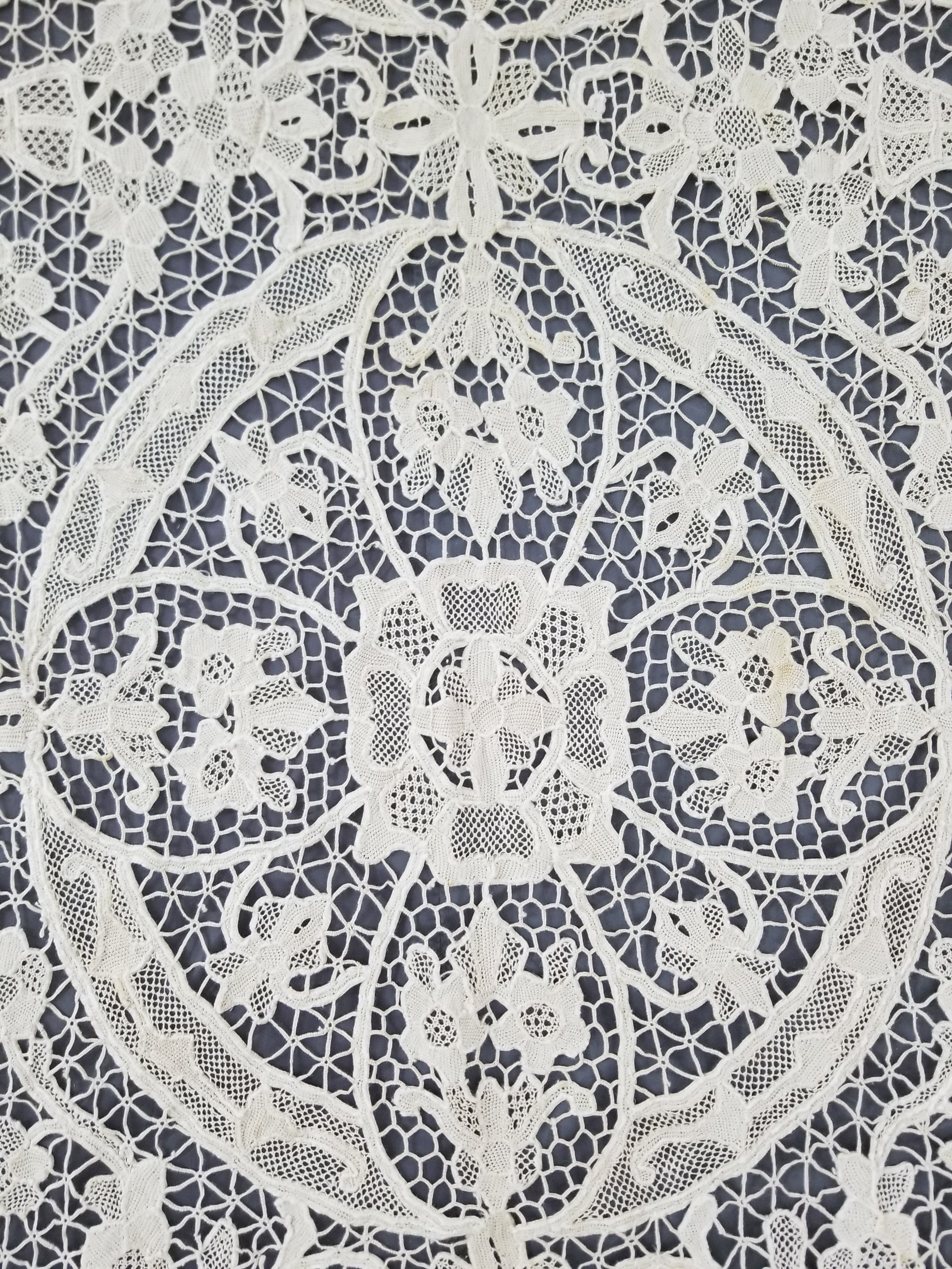 Vintage Point De Venice Needle Lace Banquet Tablecloth 253x162cm