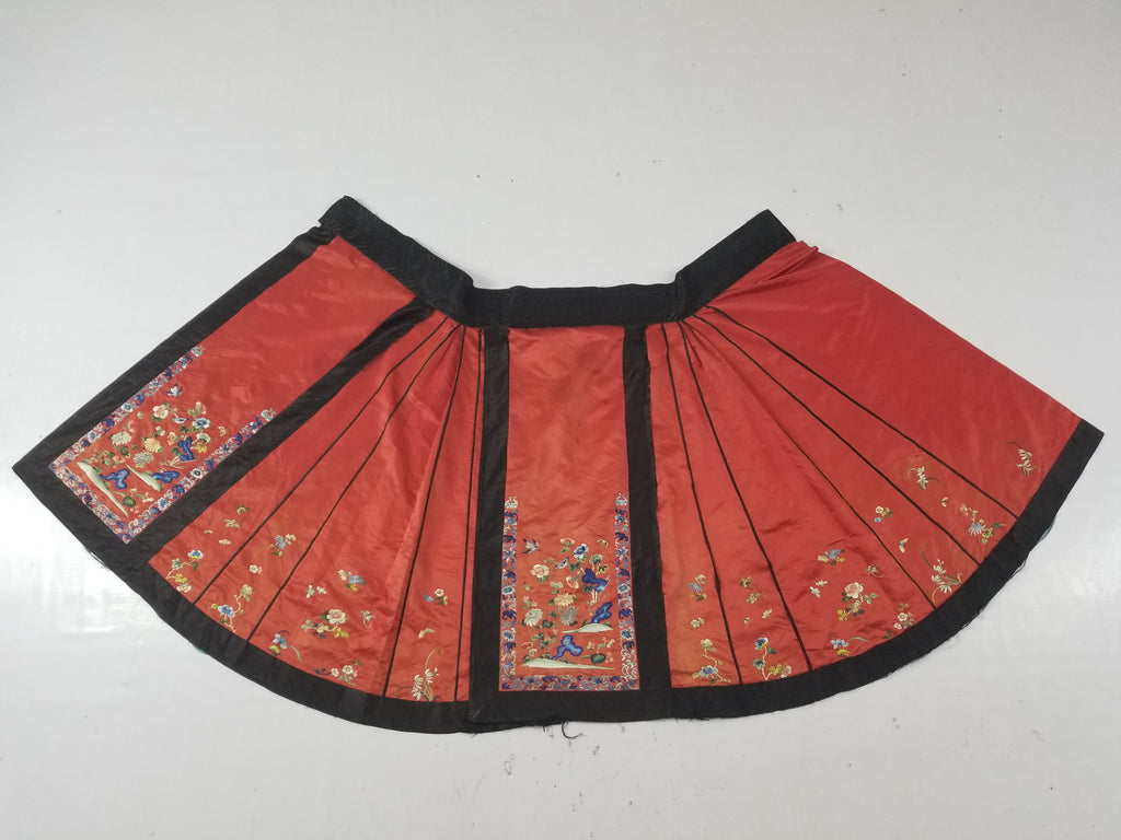 Don't buy, Test transaction. Antique Chinese Hand Embroidered Silk Qun Apron Skirt 118x89cm