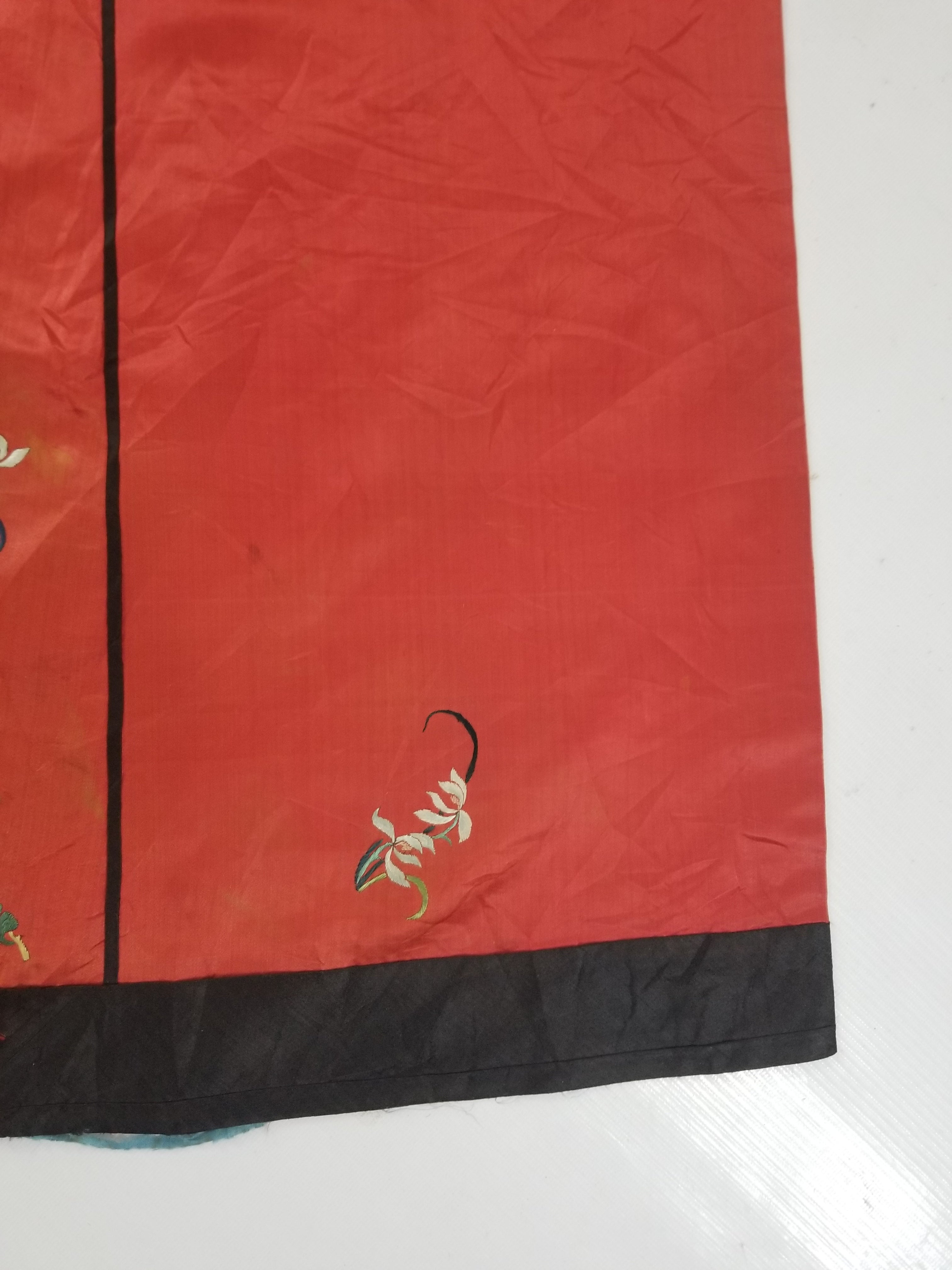 Don't buy, Test transaction. Antique Chinese Hand Embroidered Silk Qun Apron Skirt 118x89cm
