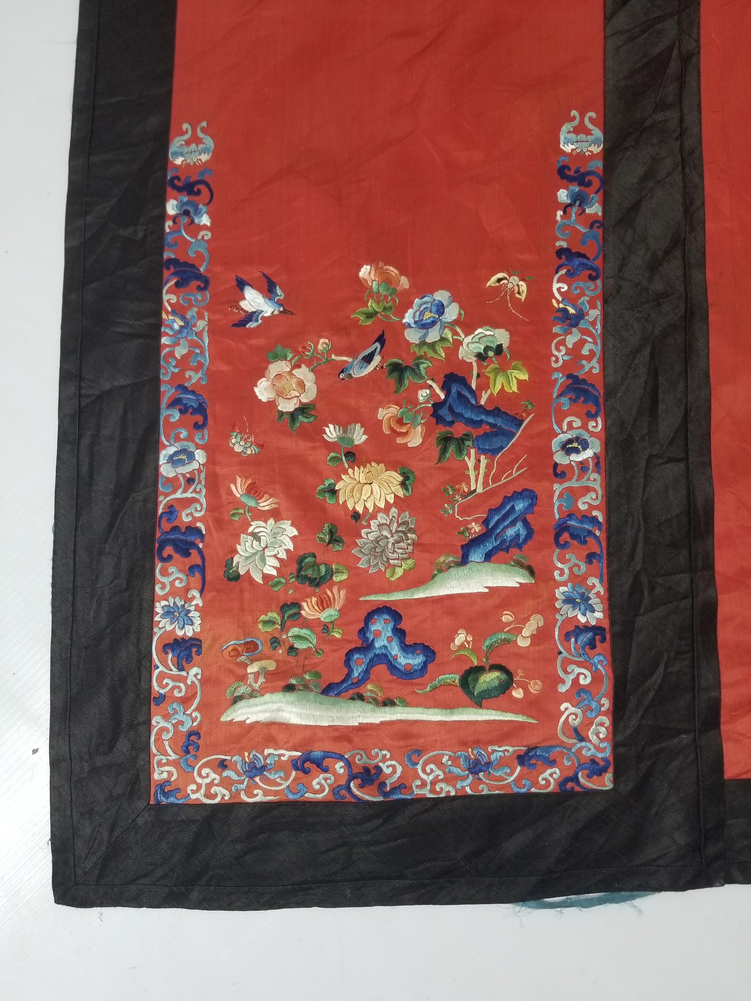 Don't buy, Test transaction. Antique Chinese Hand Embroidered Silk Qun Apron Skirt 118x89cm