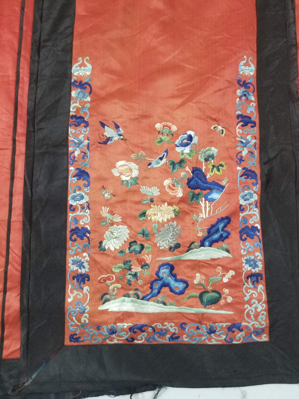 Don't buy, Test transaction. Antique Chinese Hand Embroidered Silk Qun Apron Skirt 118x89cm