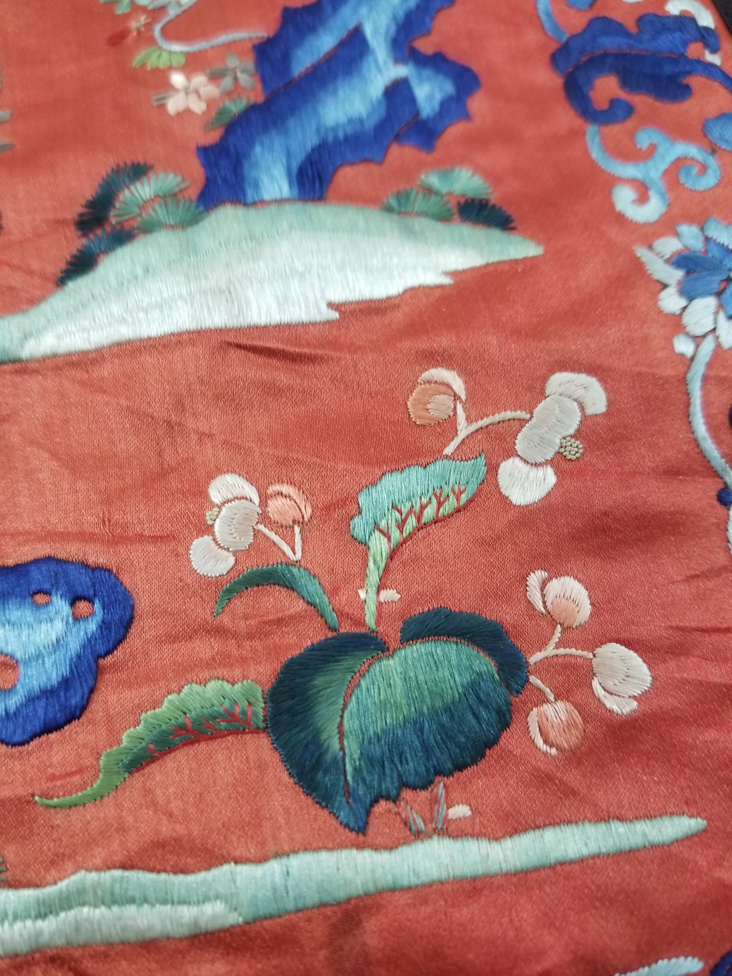 Don't buy, Test transaction. Antique Chinese Hand Embroidered Silk Qun Apron Skirt 118x89cm