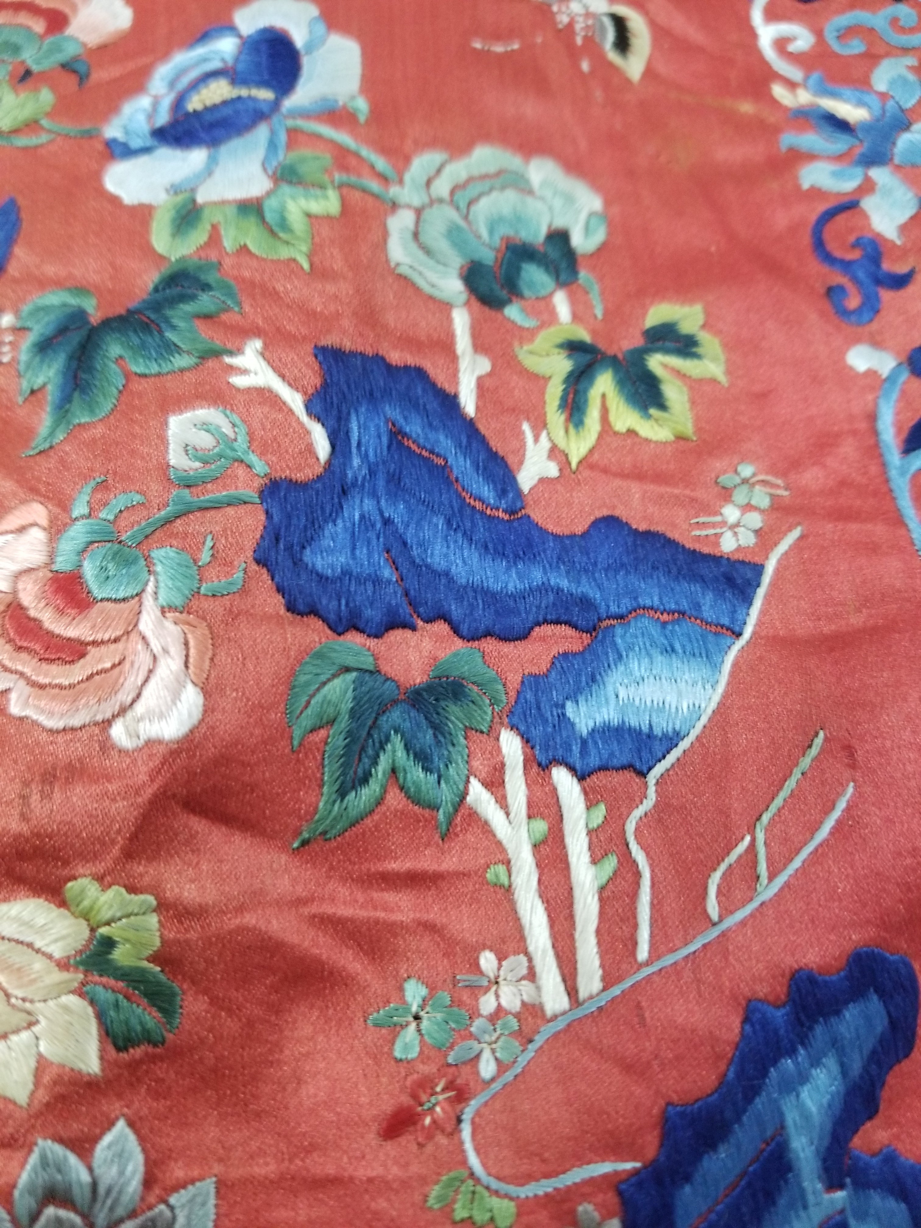 Don't buy, Test transaction. Antique Chinese Hand Embroidered Silk Qun Apron Skirt 118x89cm