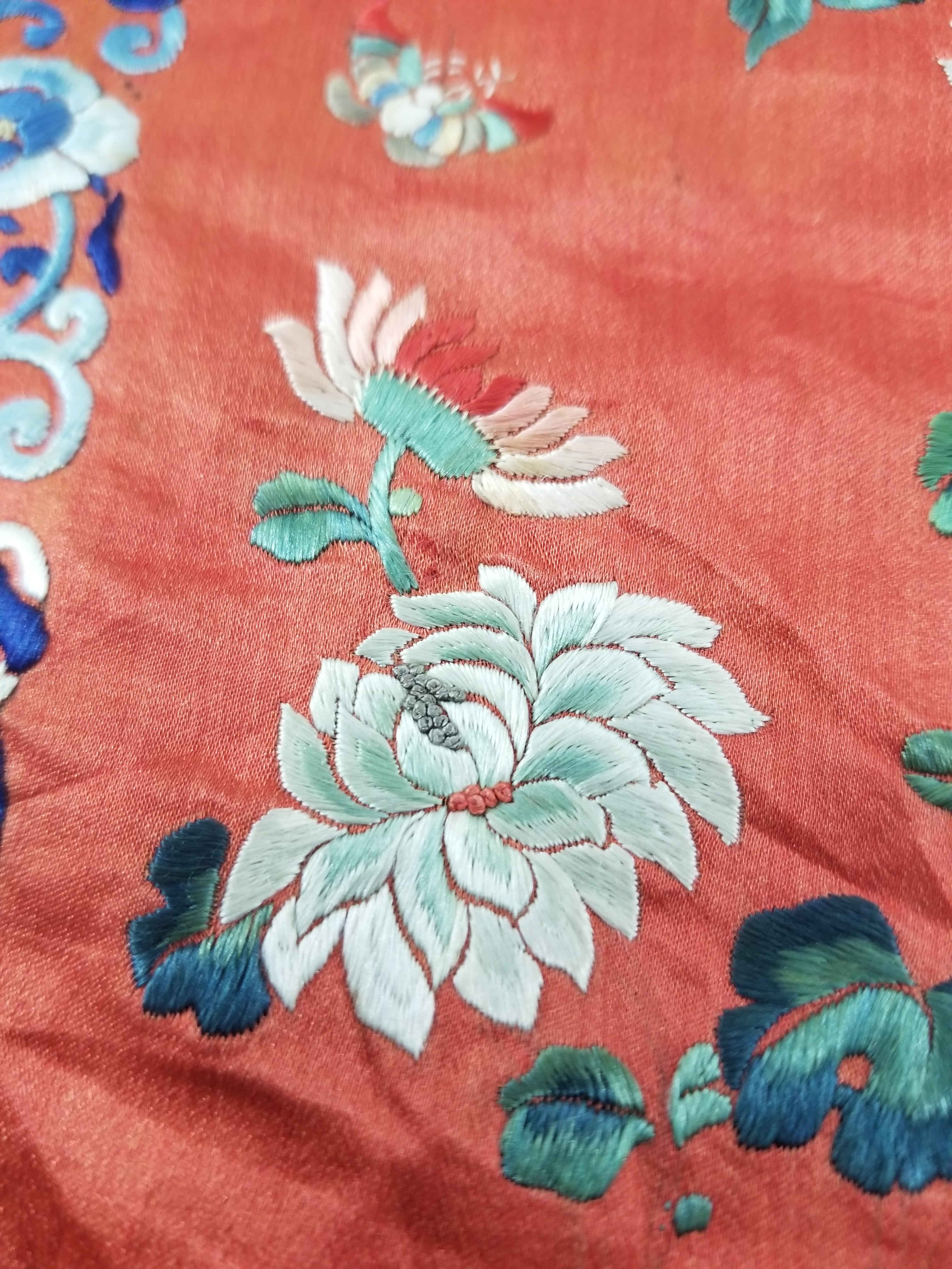 Don't buy, Test transaction. Antique Chinese Hand Embroidered Silk Qun Apron Skirt 118x89cm