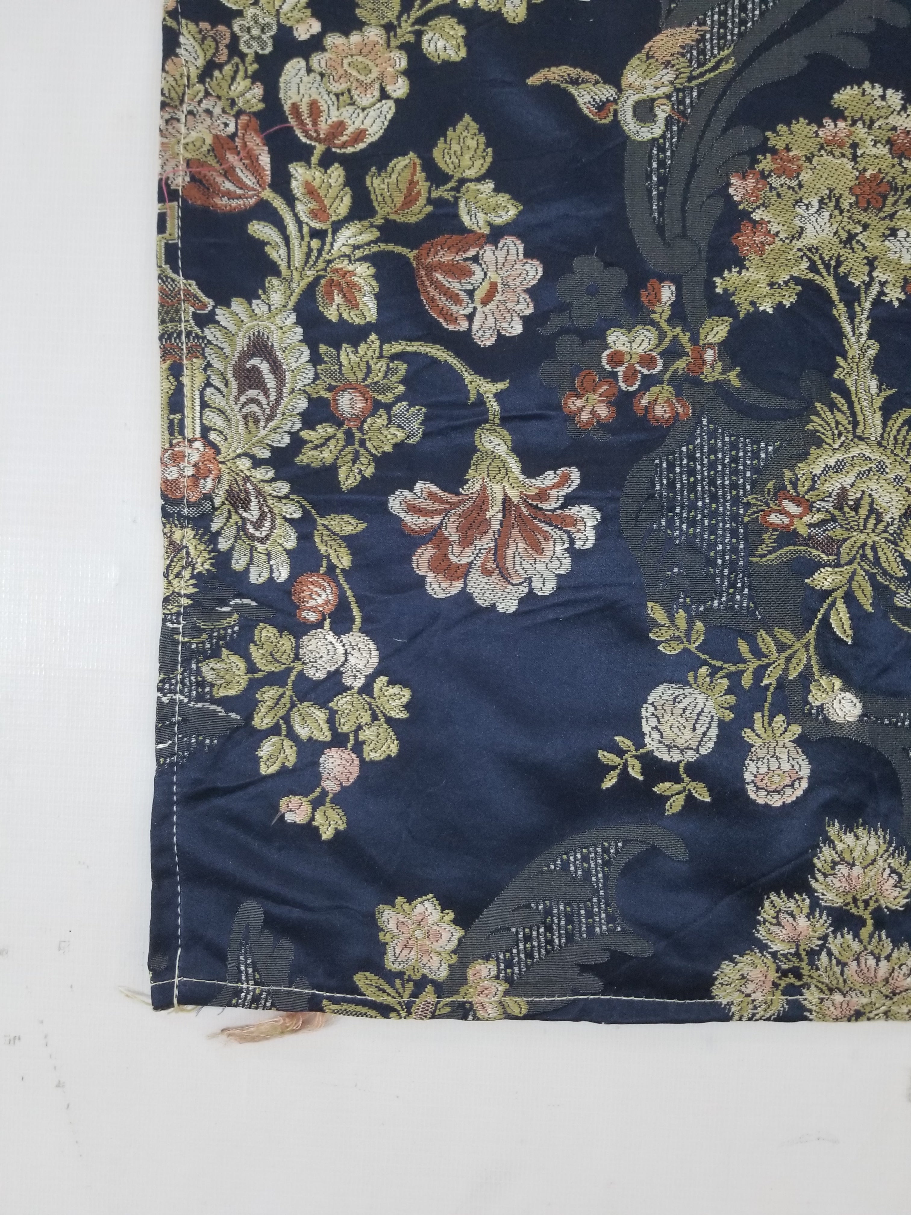 Antique French Pagodas & Floral Brocade Textile Panel 79x63cm