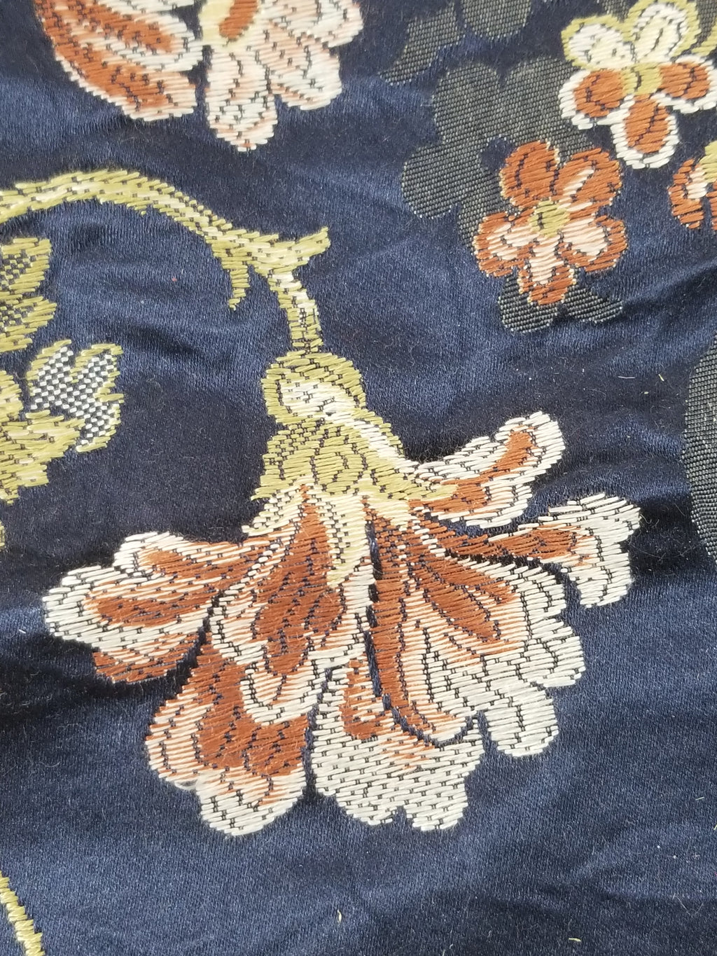 Antique French Pagodas & Floral Brocade Textile Panel 79x63cm
