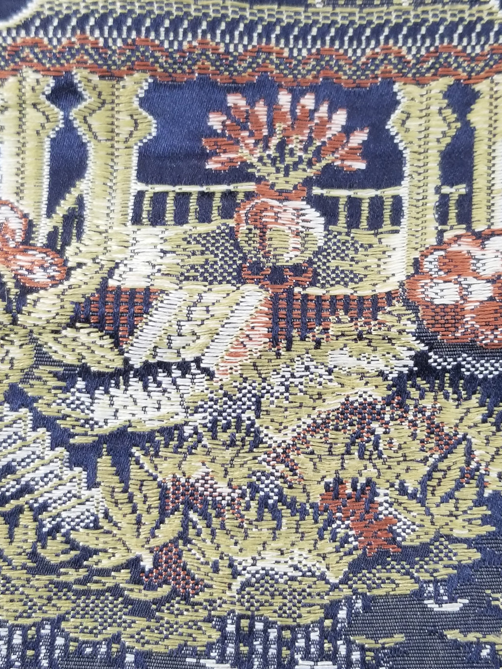 Antique French Pagodas & Floral Brocade Textile Panel 79x63cm