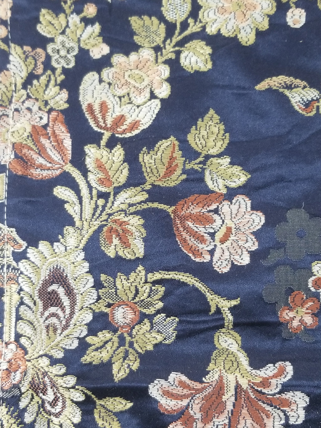 Antique French Pagodas & Floral Brocade Textile Panel 79x63cm