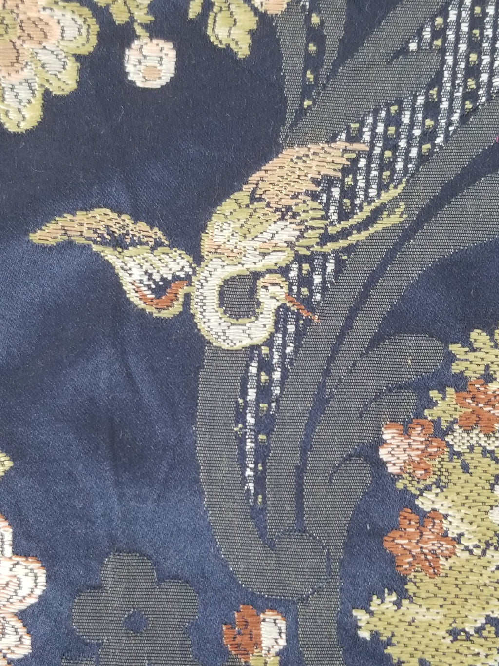 Antique French Pagodas & Floral Brocade Textile Panel 79x63cm