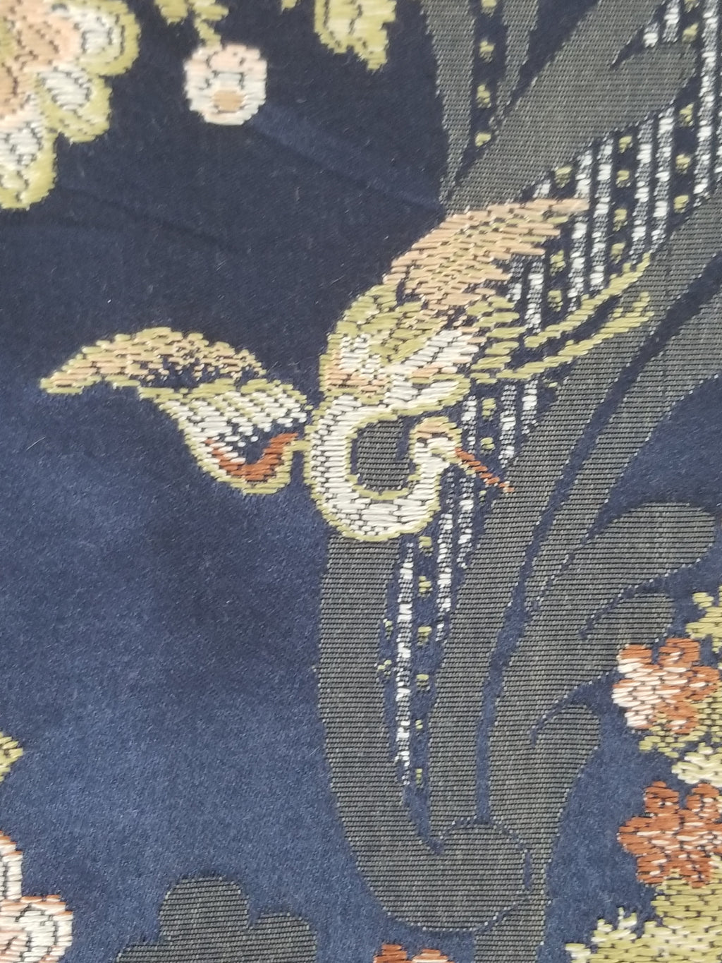 Antique French Pagodas & Floral Brocade Textile Panel 79x63cm