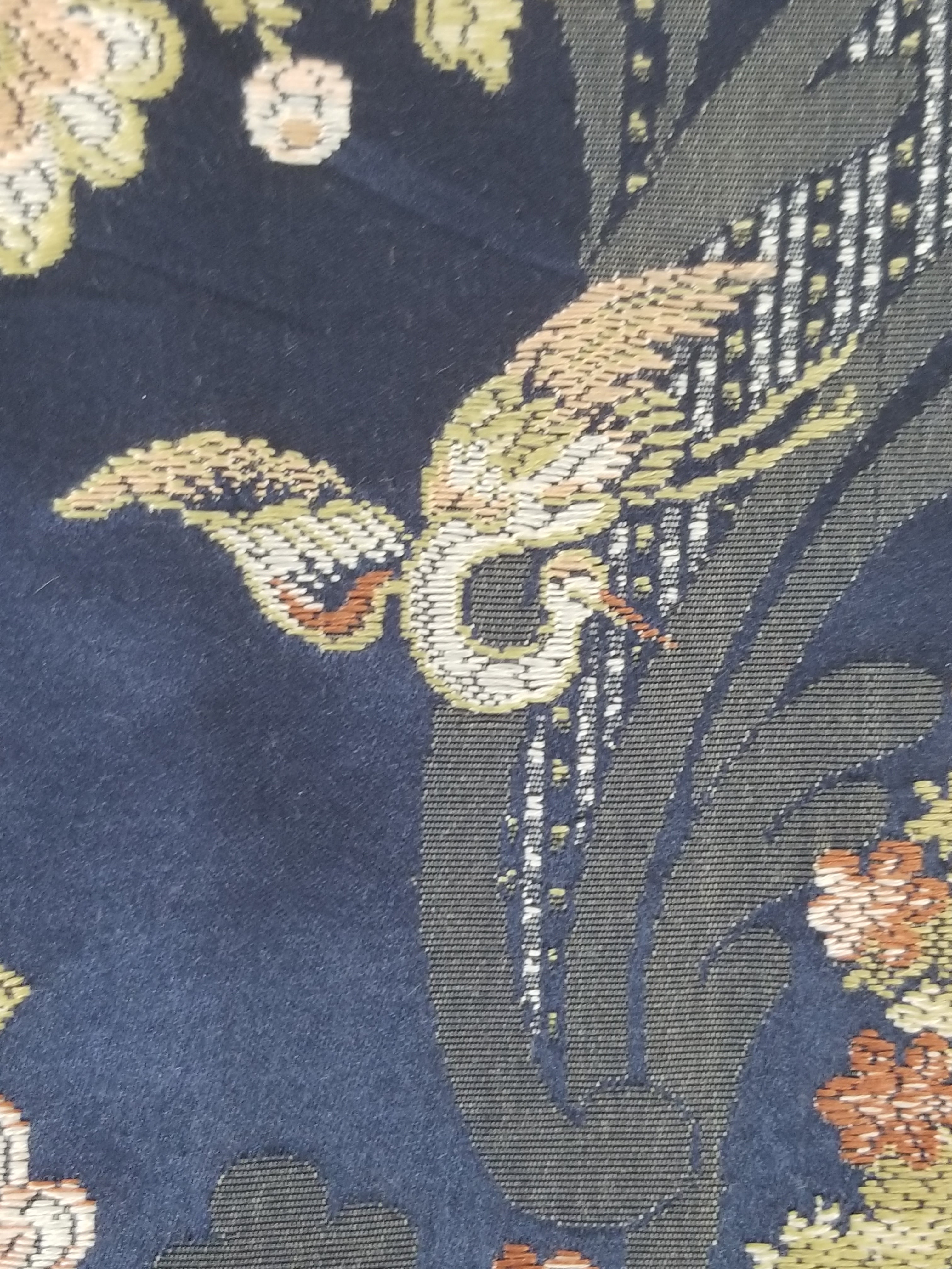 Antique French Pagodas & Floral Brocade Textile Panel 79x63cm