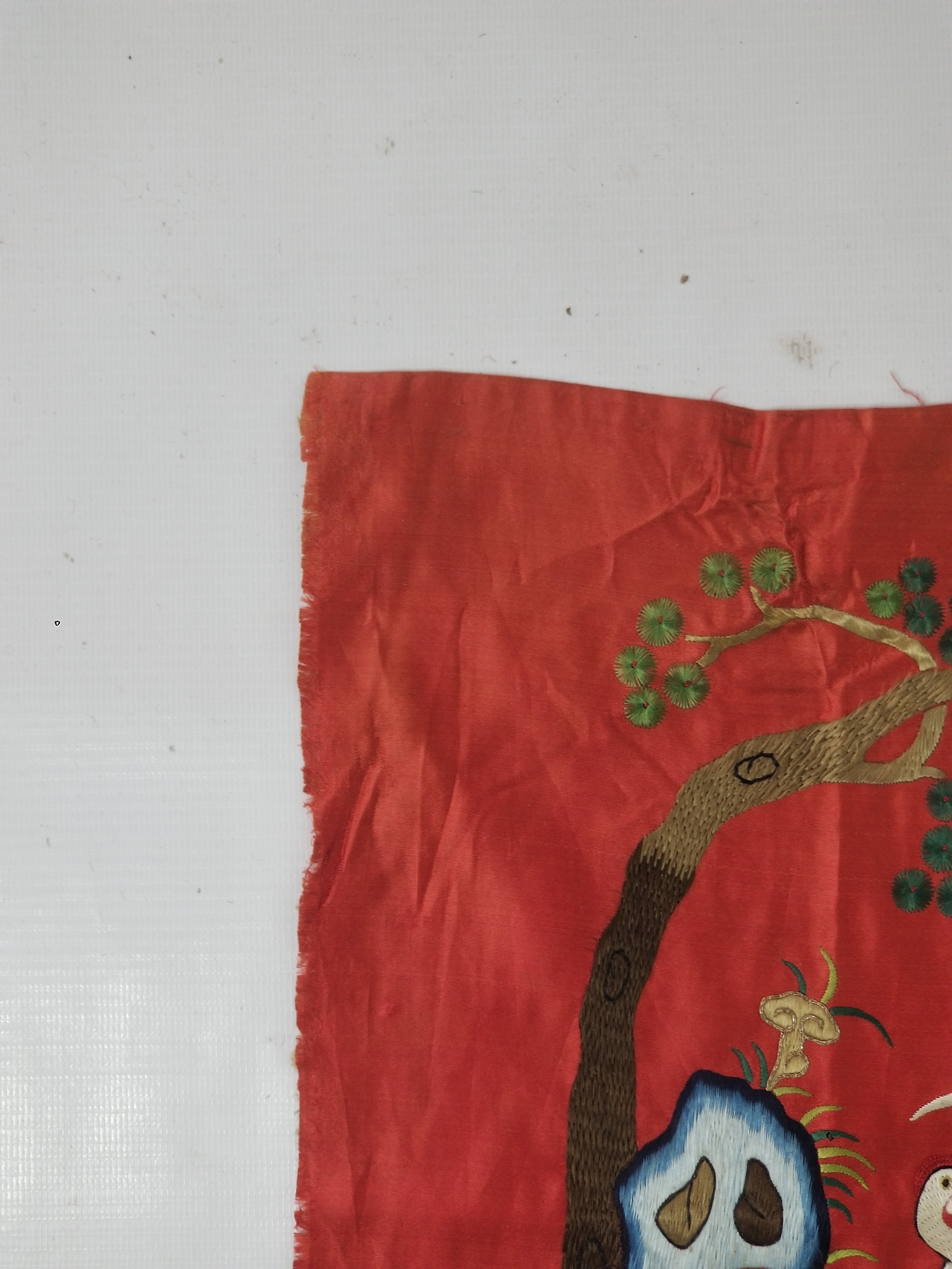 Antique Chinese Gathering of Immortals Hand Embroidered Panel (Qing Era) 203x37c