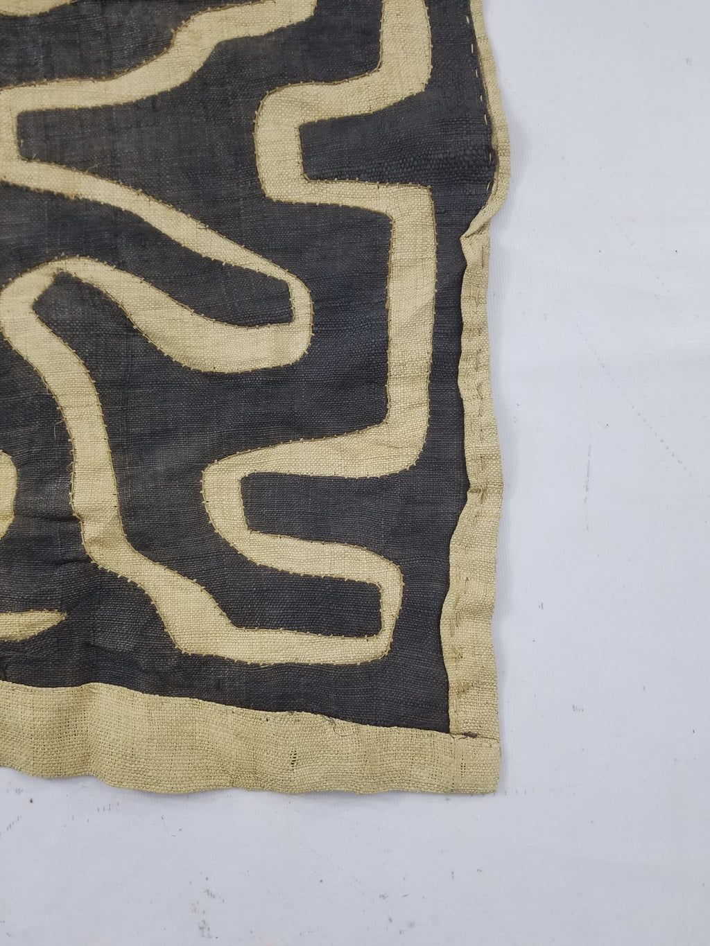 \Antique African Handwoven Kuba Cloth Raffia Textile Runner 220x60cm