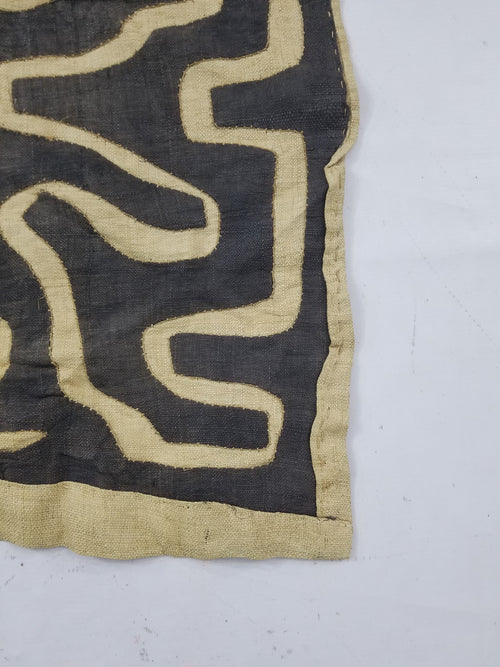 Antique African Handwoven Kuba Cloth Raffia Textile Runner 220x60cm