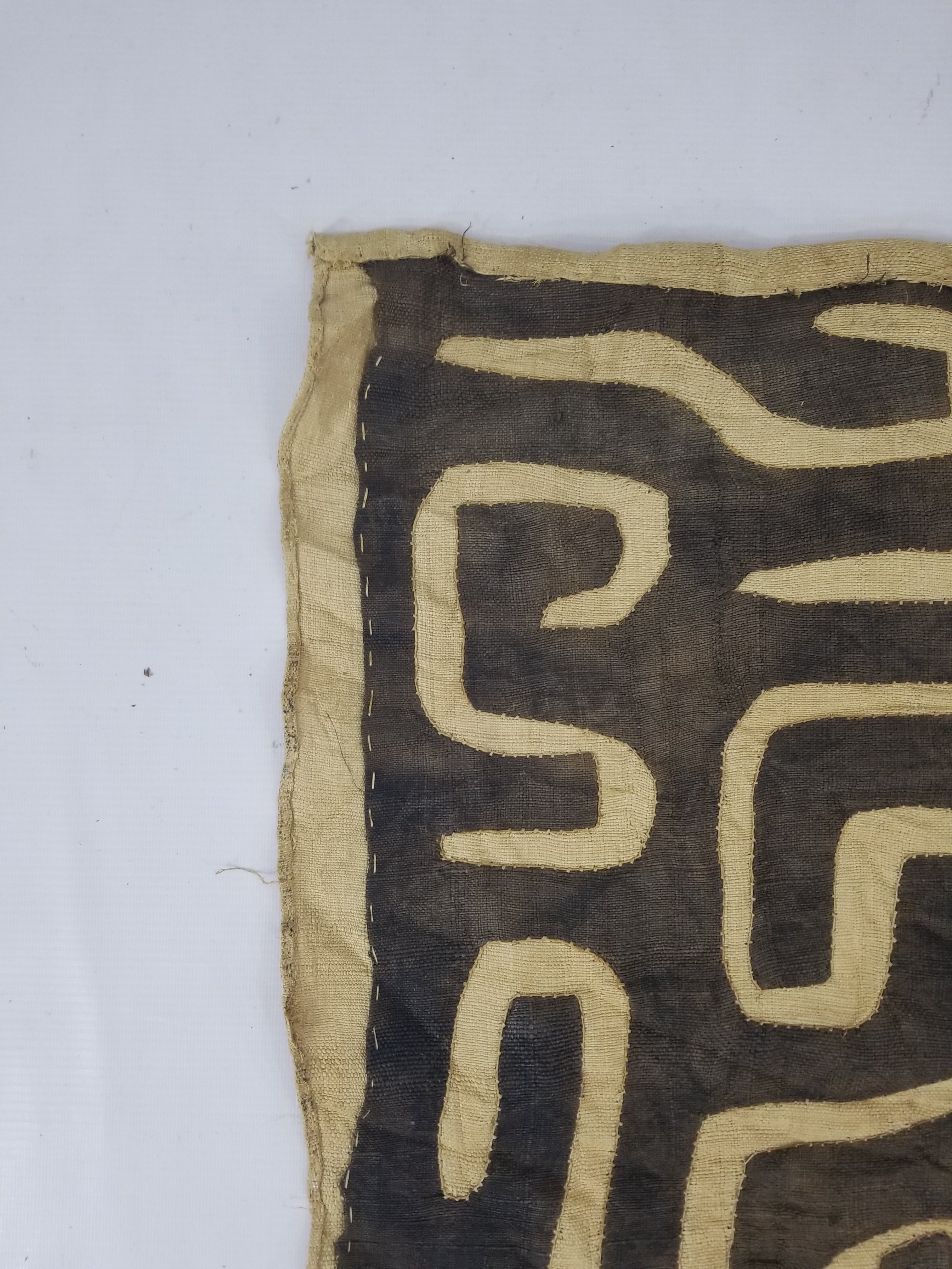 \Antique African Handwoven Kuba Cloth Raffia Textile Runner 220x60cm