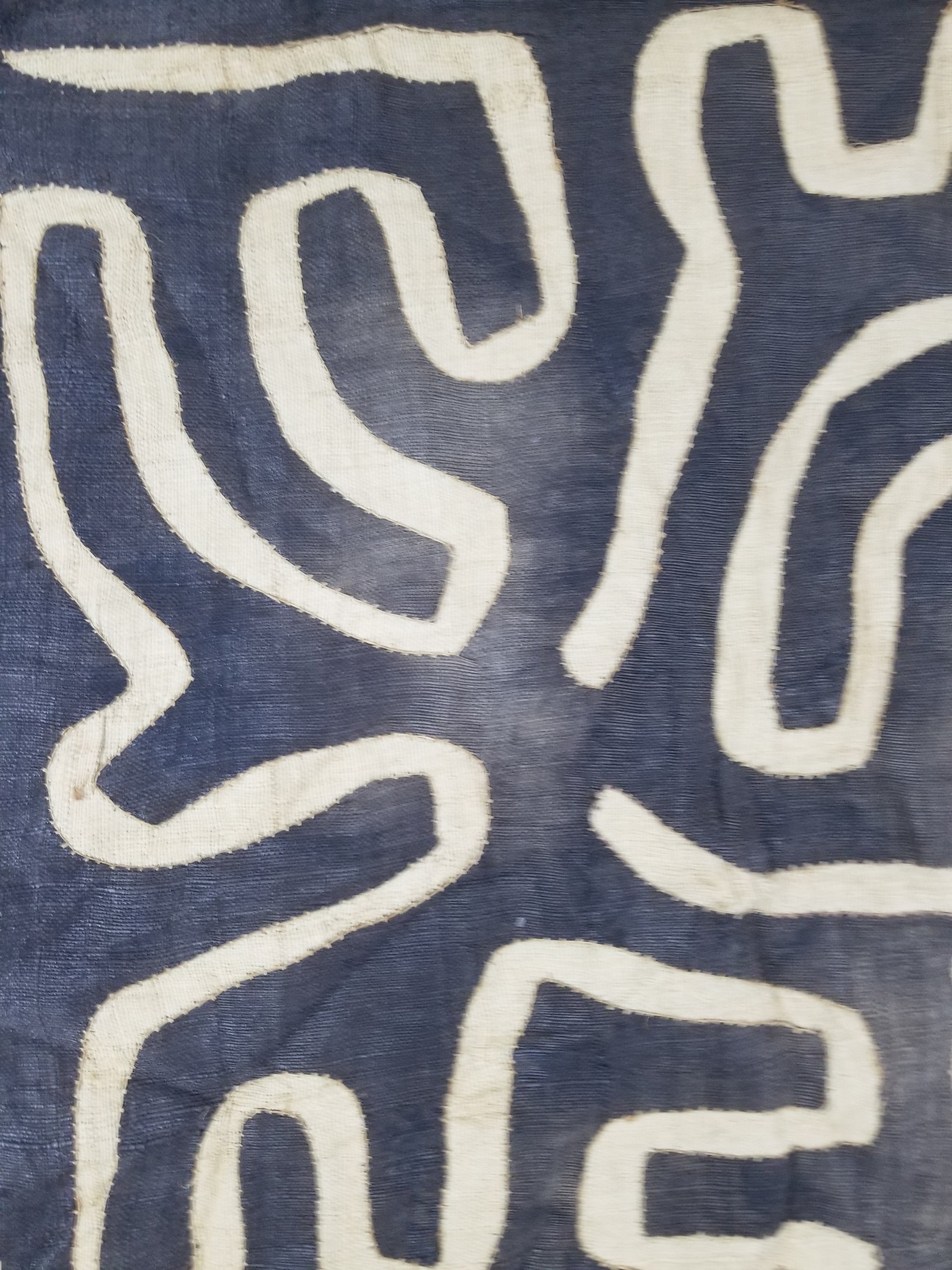 \Antique African Handwoven Kuba Cloth Raffia Textile Runner 220x60cm