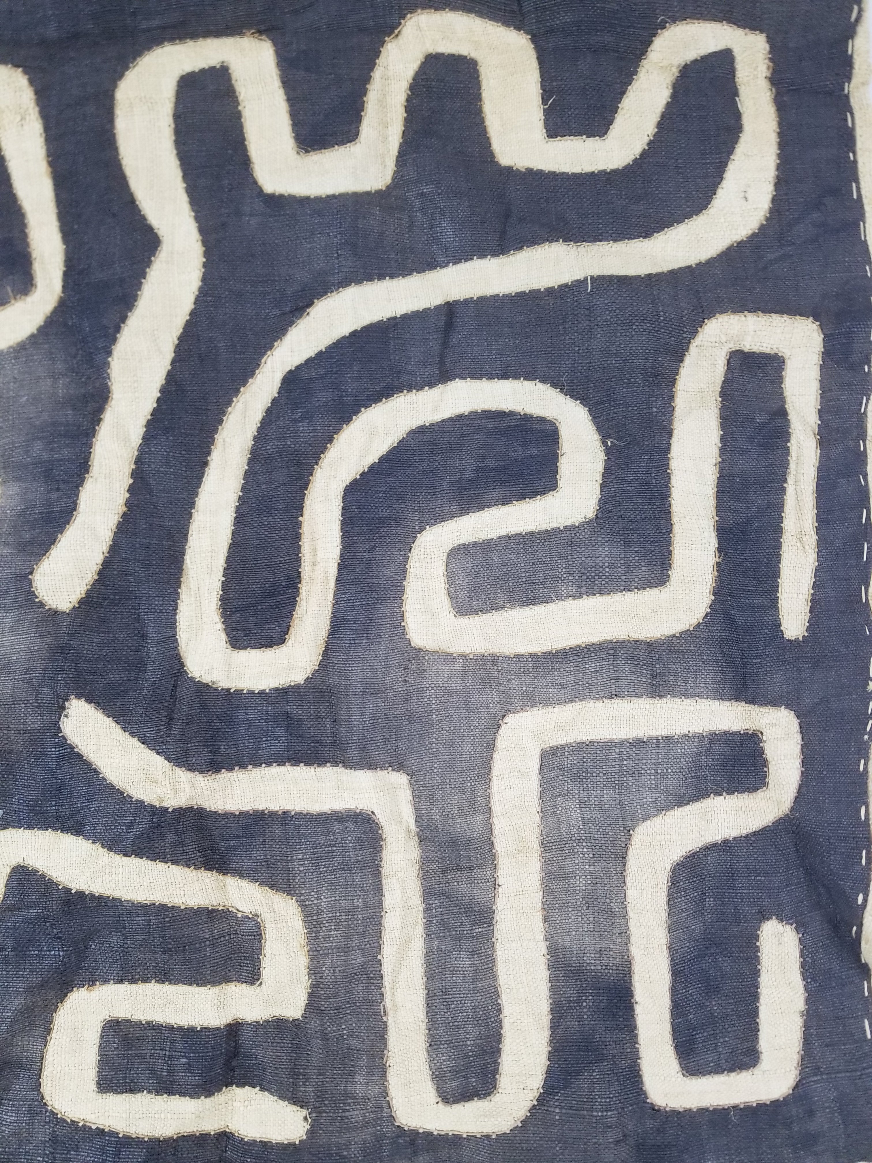 \Antique African Handwoven Kuba Cloth Raffia Textile Runner 220x60cm