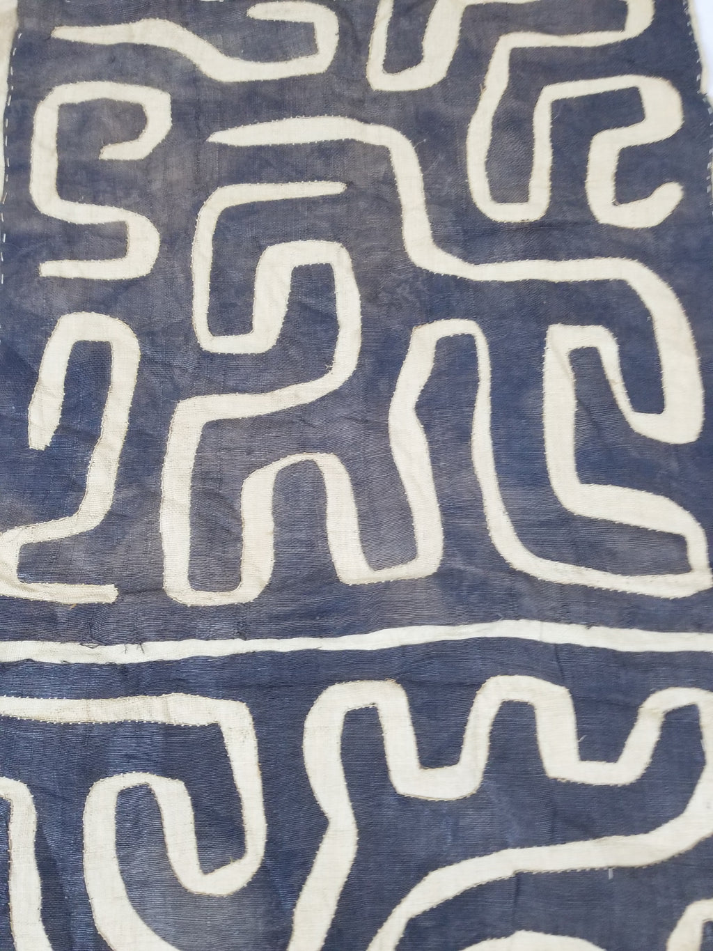 \Antique African Handwoven Kuba Cloth Raffia Textile Runner 220x60cm