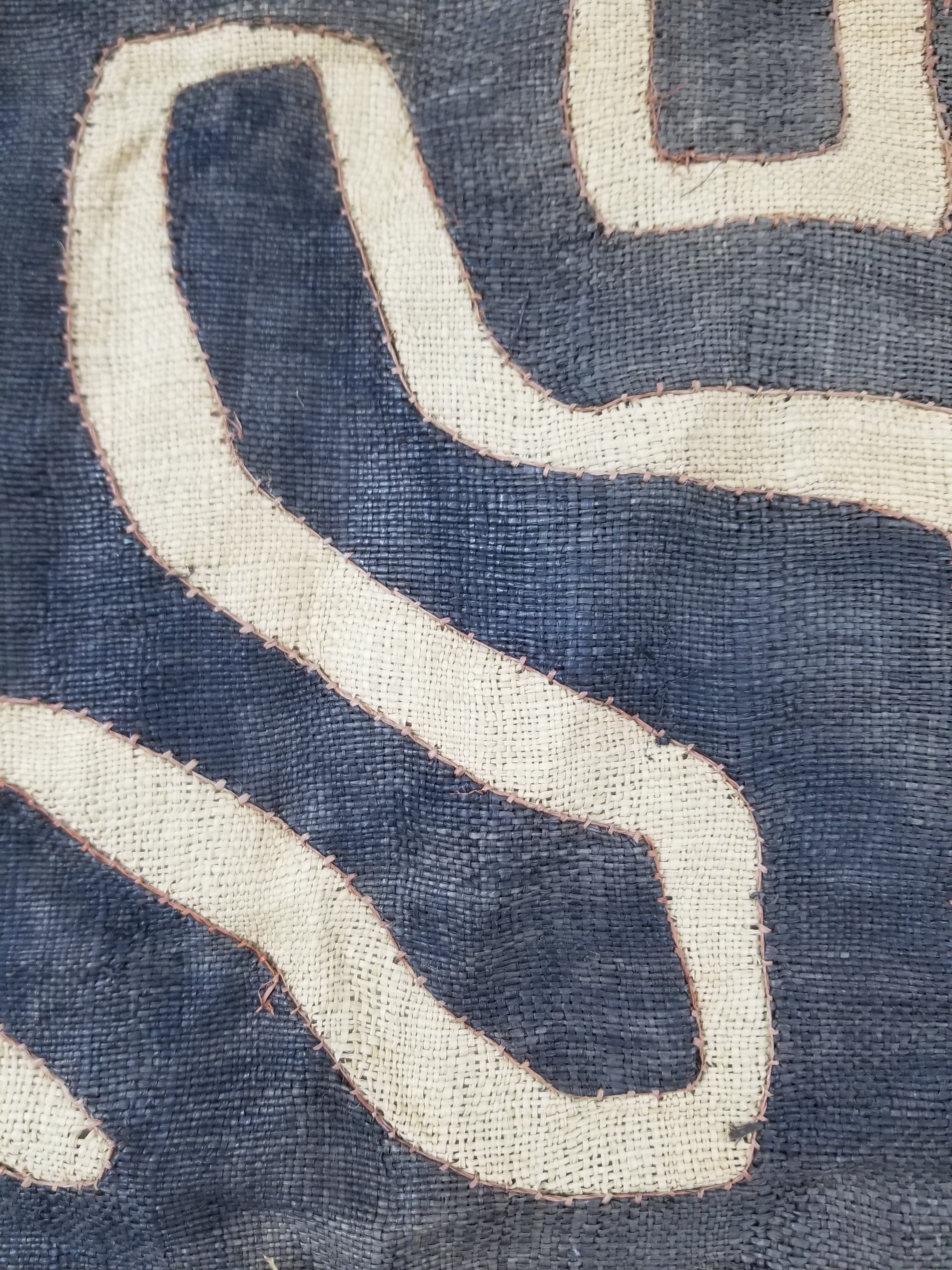 \Antique African Handwoven Kuba Cloth Raffia Textile Runner 220x60cm