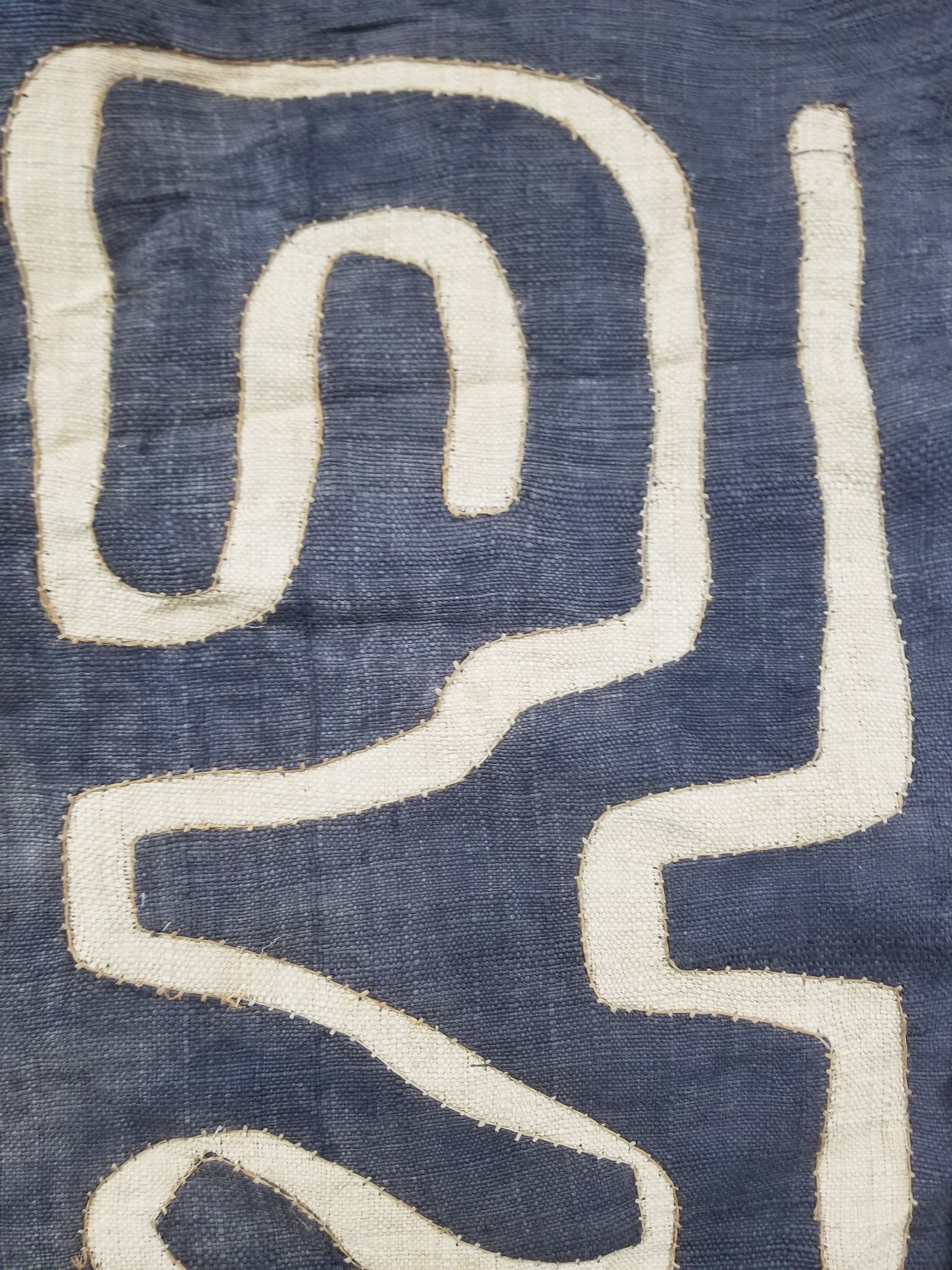 \Antique African Handwoven Kuba Cloth Raffia Textile Runner 220x60cm