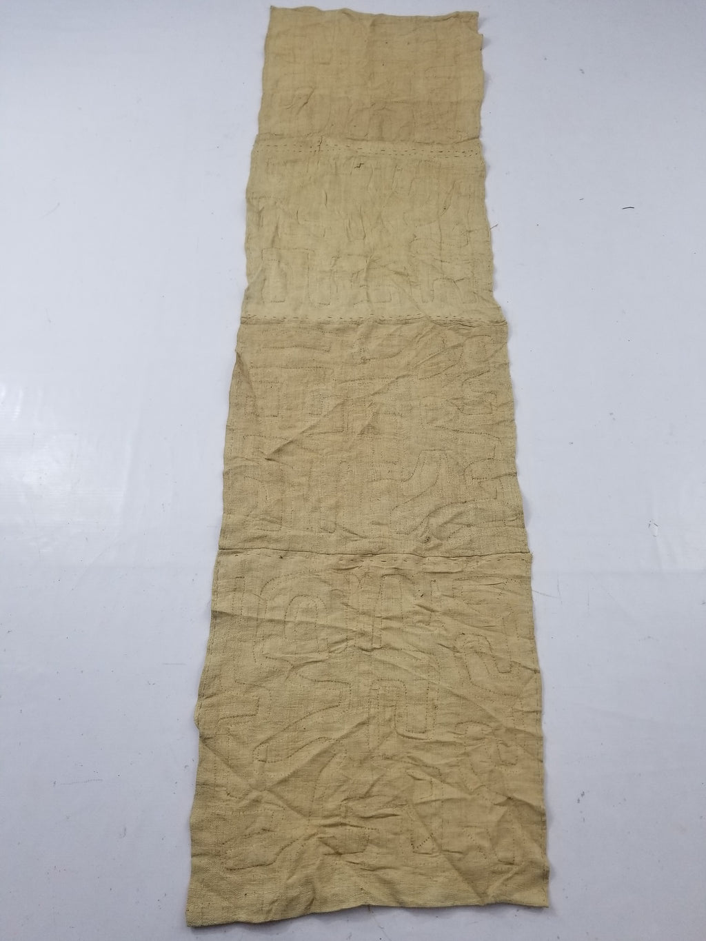 \Antique African Handwoven Kuba Cloth Raffia Textile Runner 220x60cm