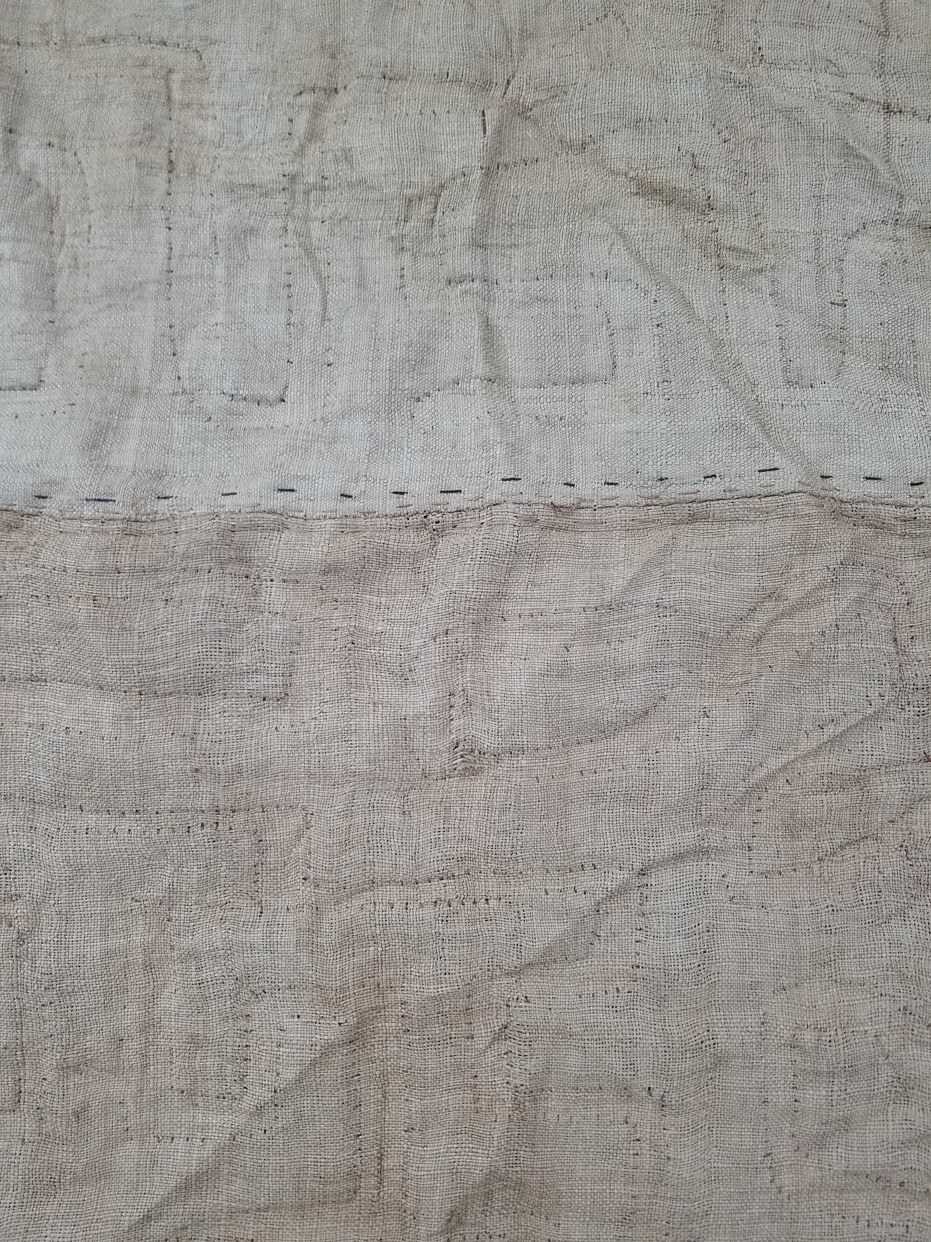 \Antique African Handwoven Kuba Cloth Raffia Textile Runner 220x60cm